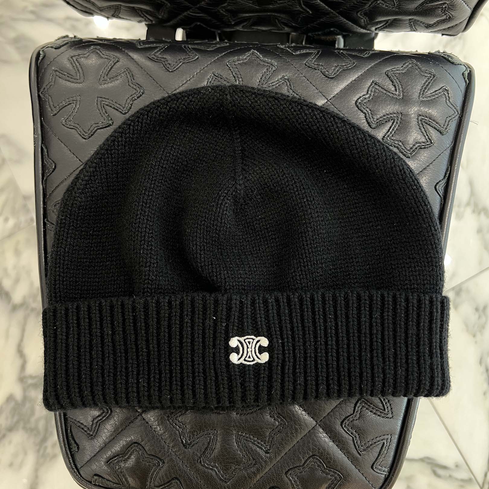 CELINE Triomphe Logo Embroidered Wool Beanie 2AD6H048T.38OW Size TU セリーヌ トリオンフ ロゴ刺繍 ウールビーニー サイズTU