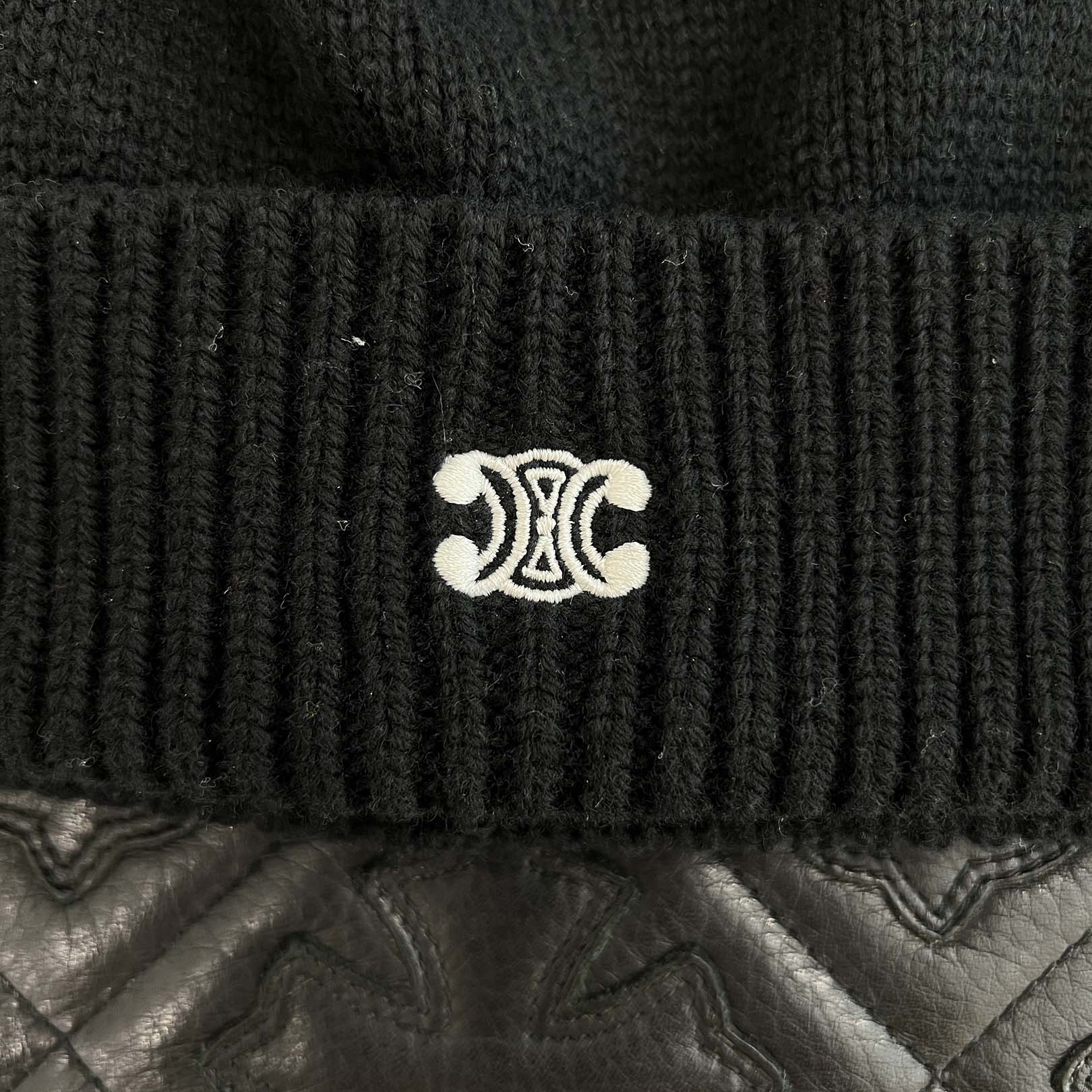 CELINE Triomphe Logo Embroidered Wool Beanie 2AD6H048T.38OW Size TU セリーヌ トリオンフ ロゴ刺繍 ウールビーニー サイズTU