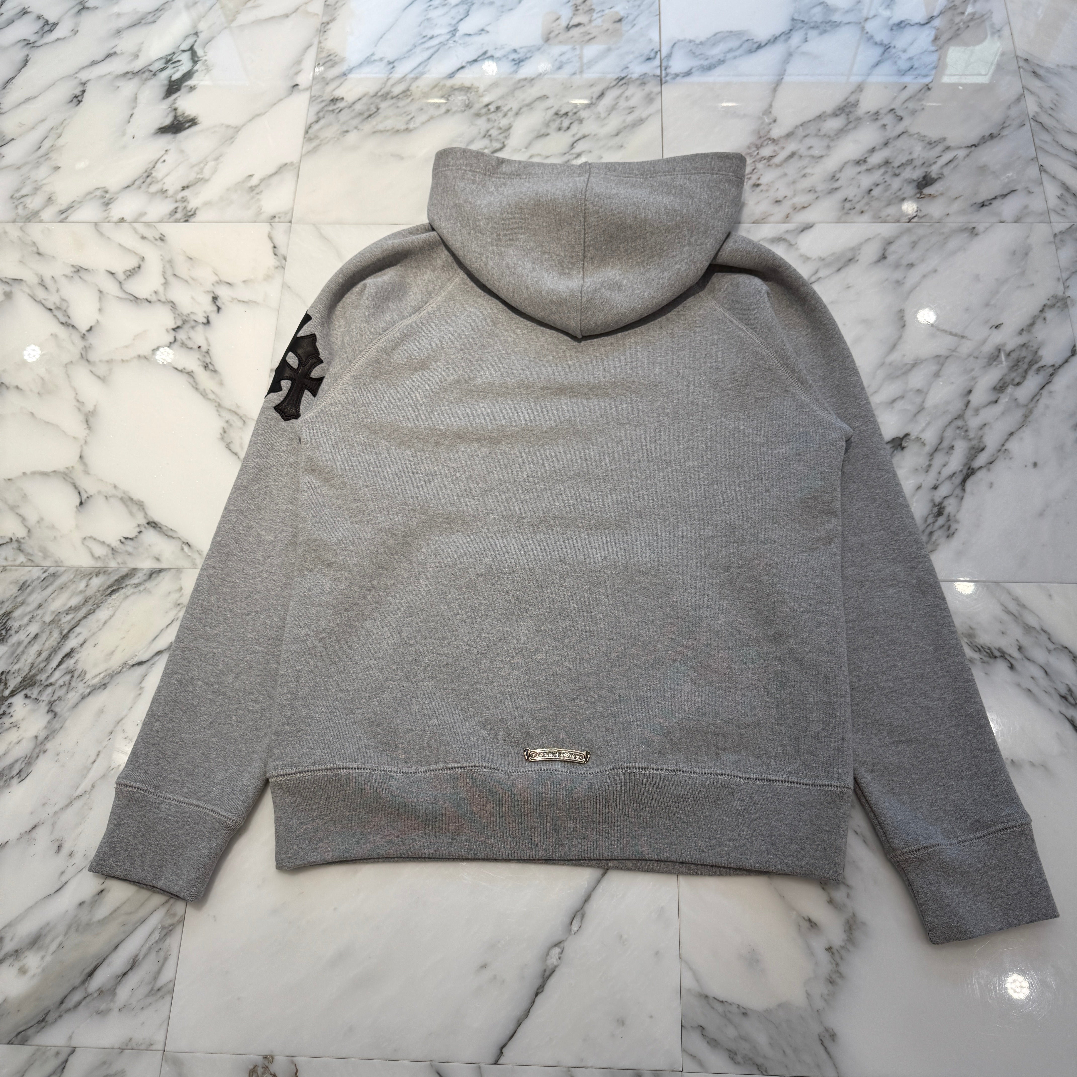 CHROME HEARTS Y NOT Cemetery Cross Leather Patch Pullover Hoodie Size S クロムハーツ ワイノット セメタリークロス レザーパッチ プルオーバーフーディー サイズS