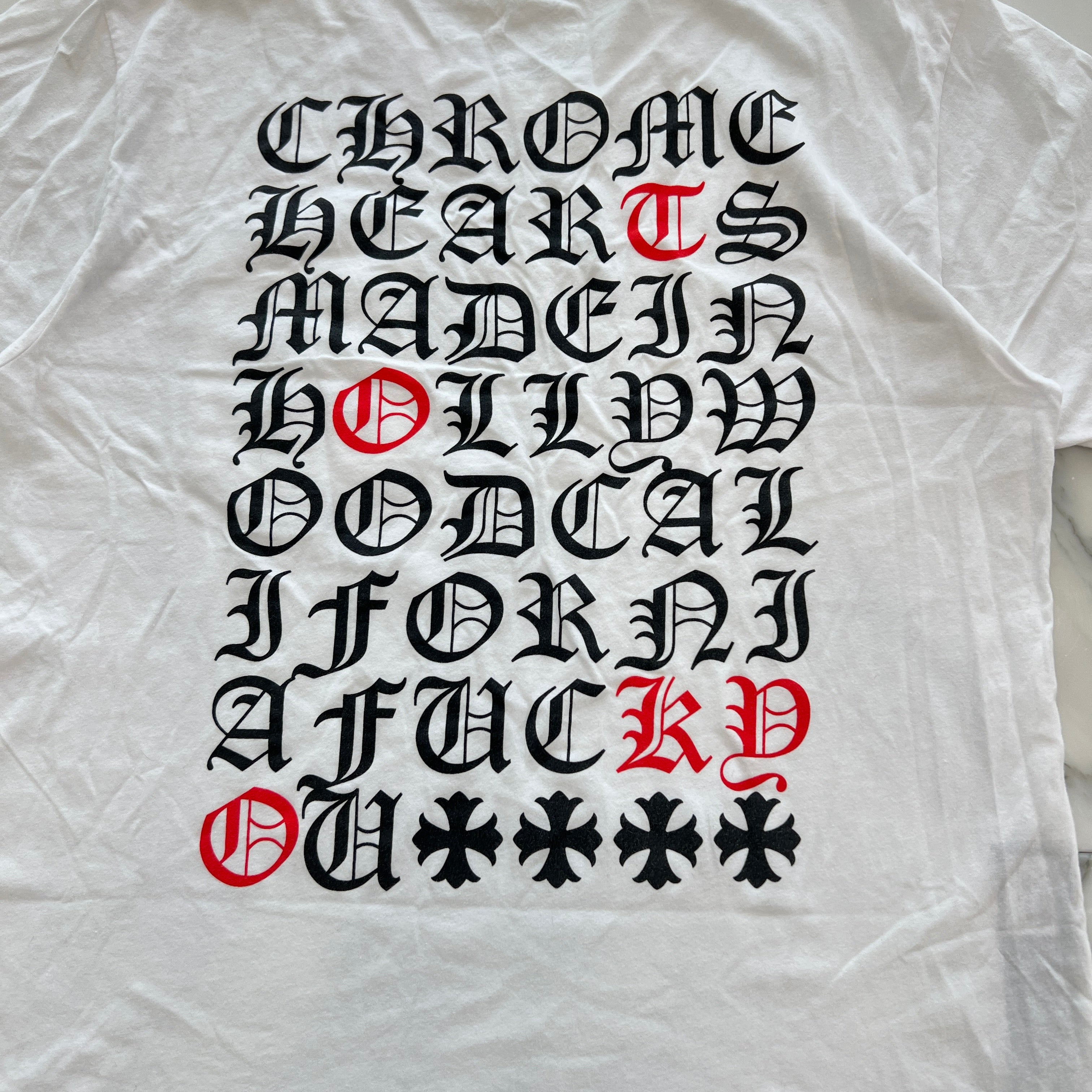 CHROME HEARTS Made In Hollywood Vertical Logo Tee Size L クロムハーツ メイドインハリウッド ヴァーティカルロゴ Tシャツ サイズL