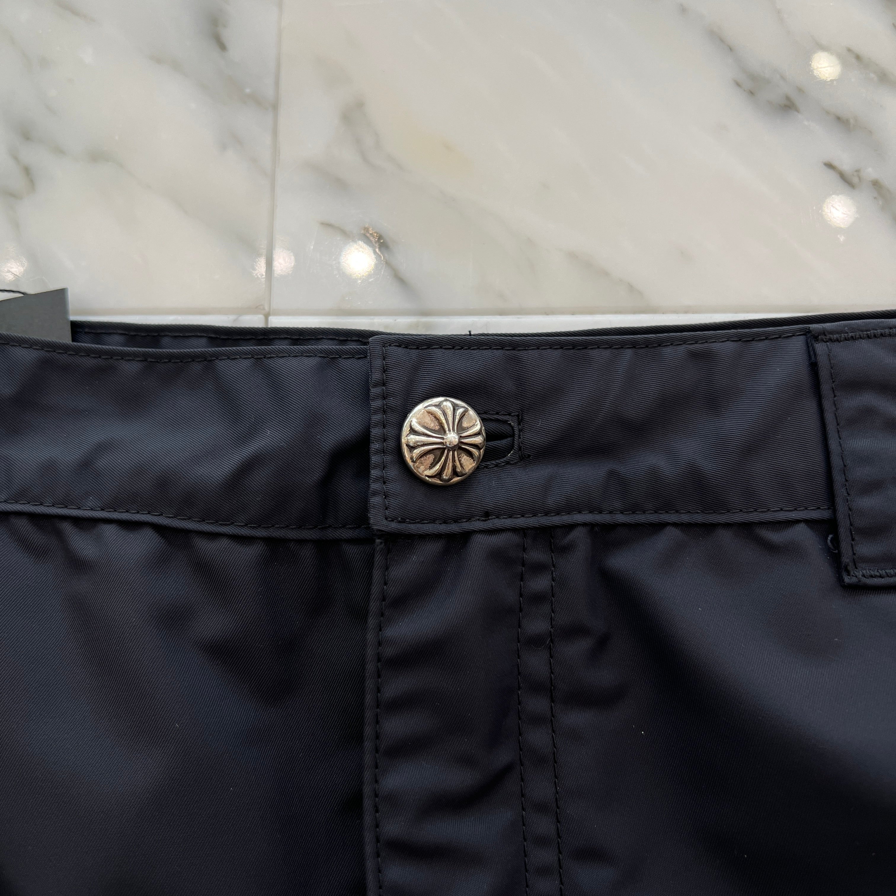 CHROME HEARTS Y NOT Leather Cross Patch Nylon Mini Skirt Size 26 クロムハーツ ワイノット レザークロスパッチ ナイロンミニスカート サイズ26