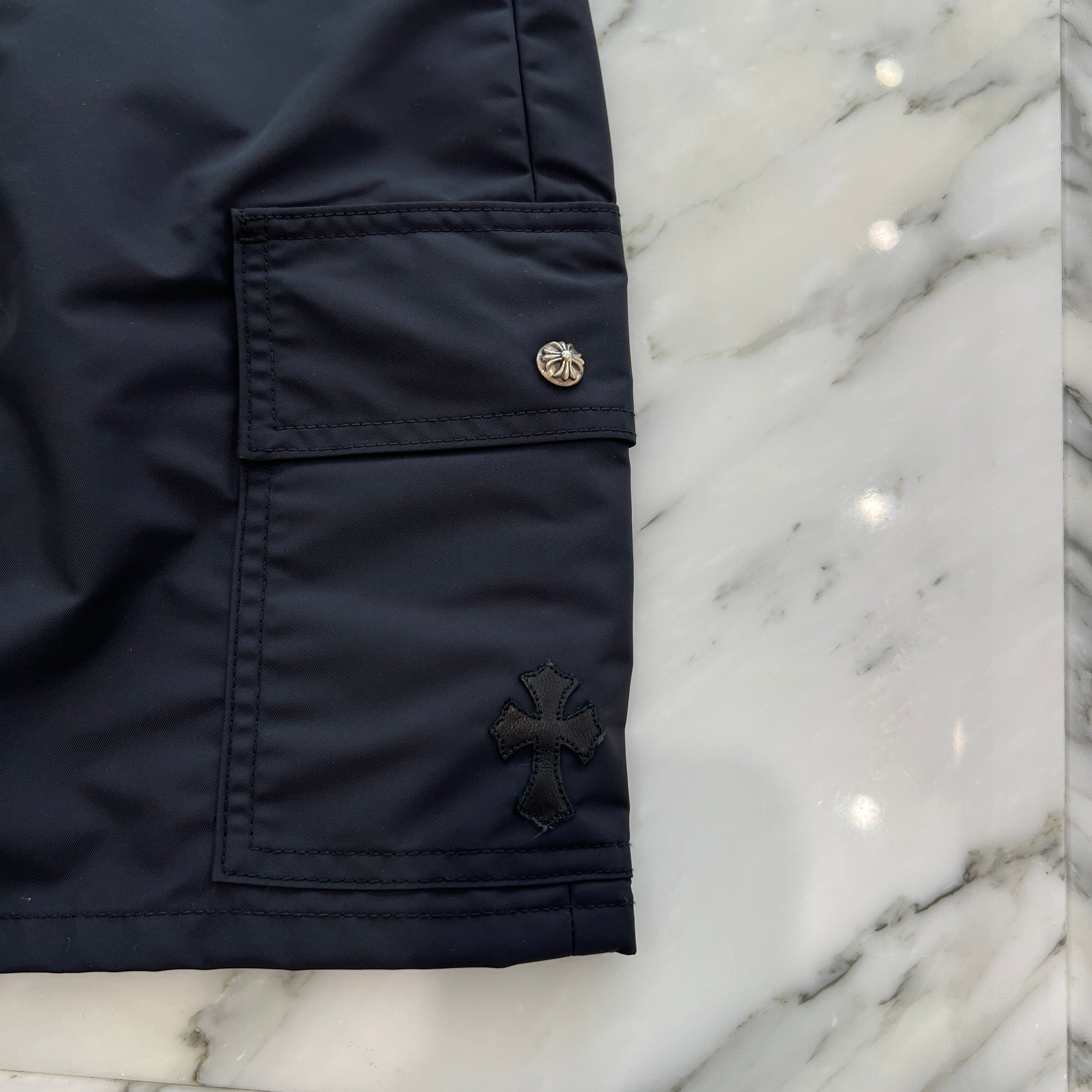 CHROME HEARTS Y NOT Leather Cross Patch Nylon Mini Skirt Size 26 クロムハーツ ワイノット レザークロスパッチ ナイロンミニスカート サイズ26