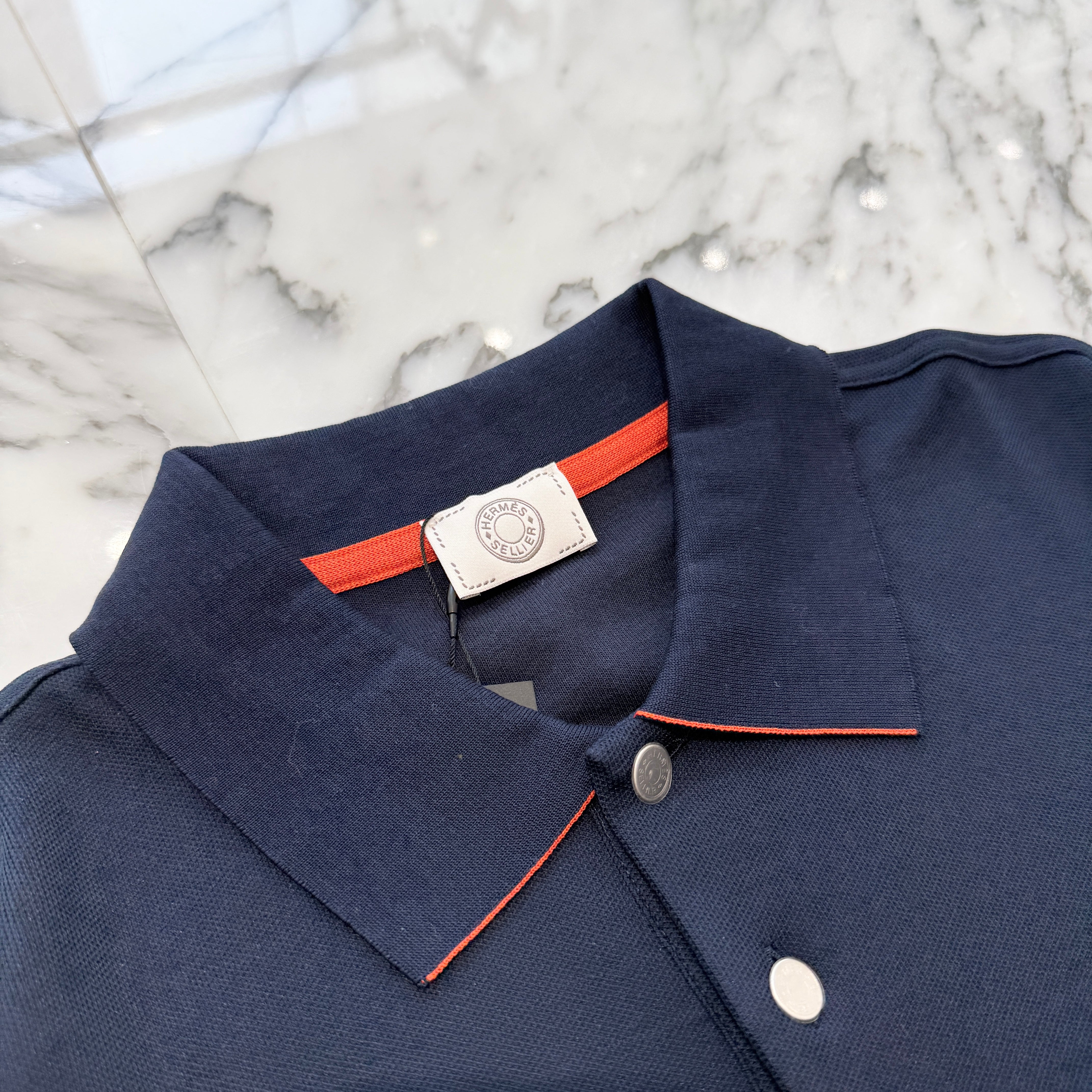 HERMES Double Jeu Technical Polo Shirt H800271E 012XL Size XL エルメス ダブルジュー テクニカル ポロシャツ サイズXL