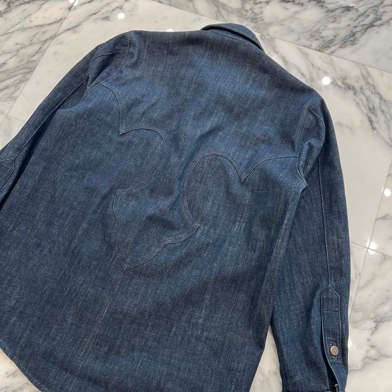 CHROME HEARTS Back Fleury Horseshoe Button Western Denim Shirt Jacket Size S クロムハーツ バックフレアニー ホースシューボタン ウエスタンデニムシャツジャケット サイズS