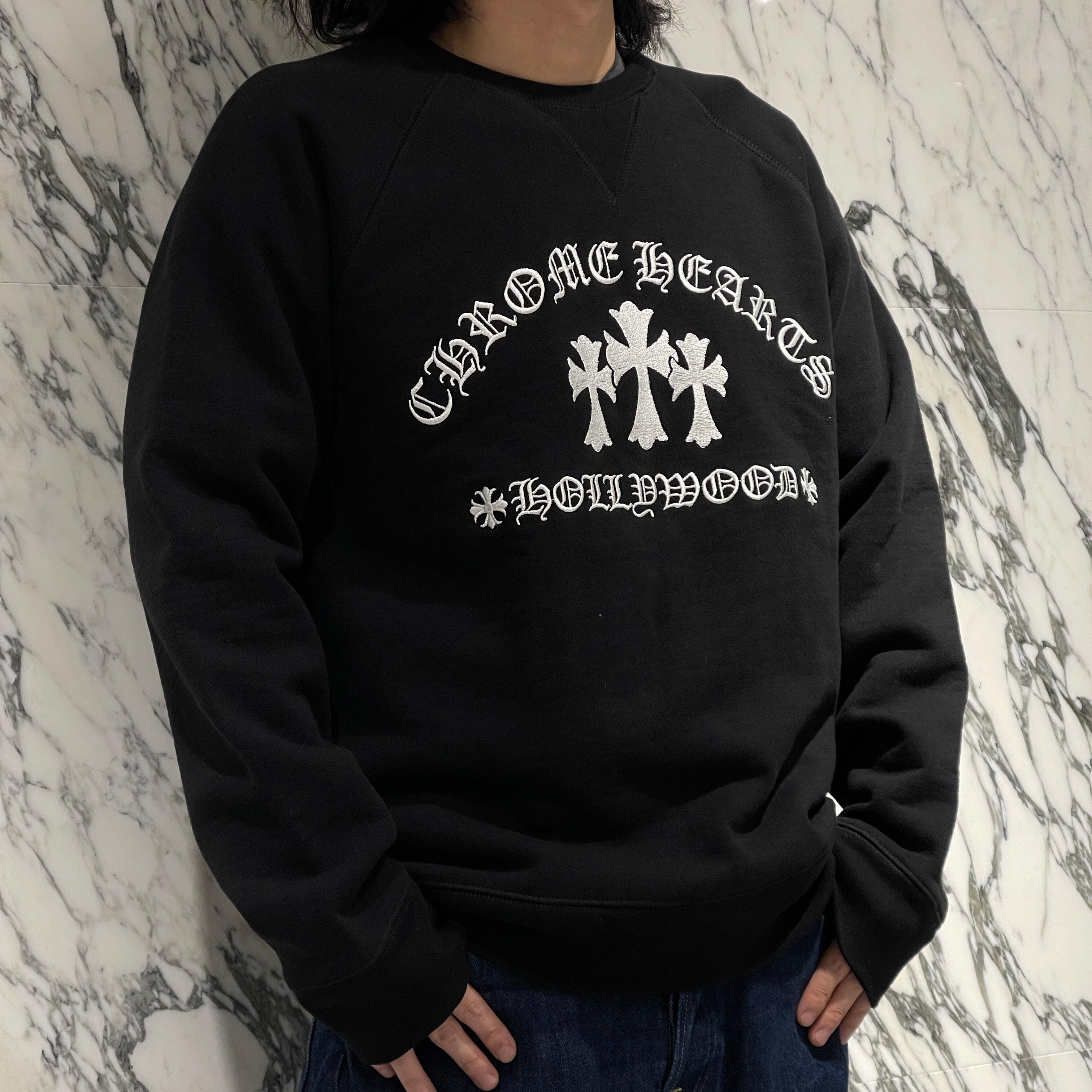 CHROME HEARTS King Taco 3 Cemetery Cross Embroidery Sweat Shirt Size M クロムハーツ キングタコ 3セメタリークロス刺繍 スウェットシャツ サイズM