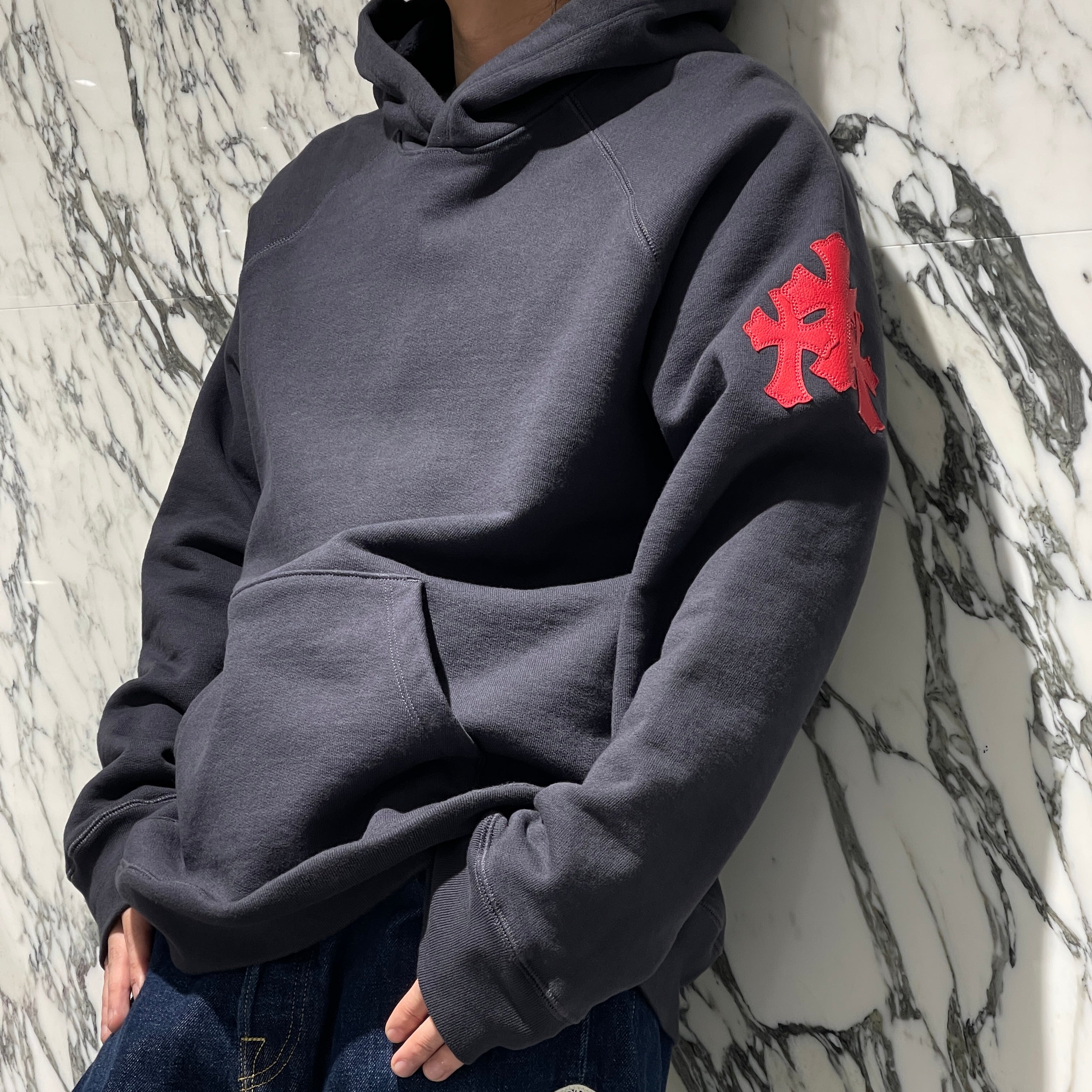 CHROME HEARTS GRP Y NOT Cross Patch Raglan Pullover Hoodie Size L