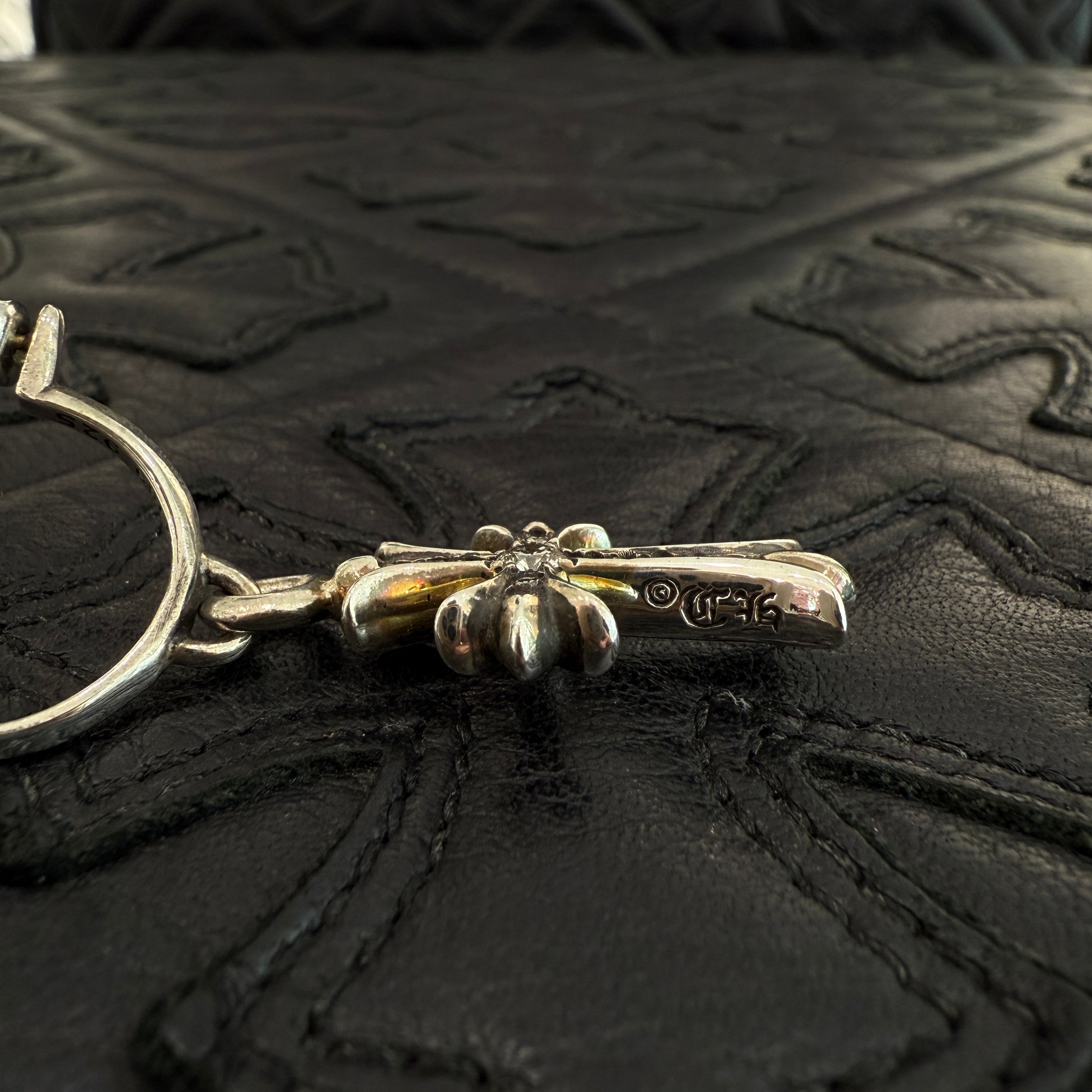 CHROME HEARTS Pave TINY CH Cross Hoop Earrings Pave Diamond
