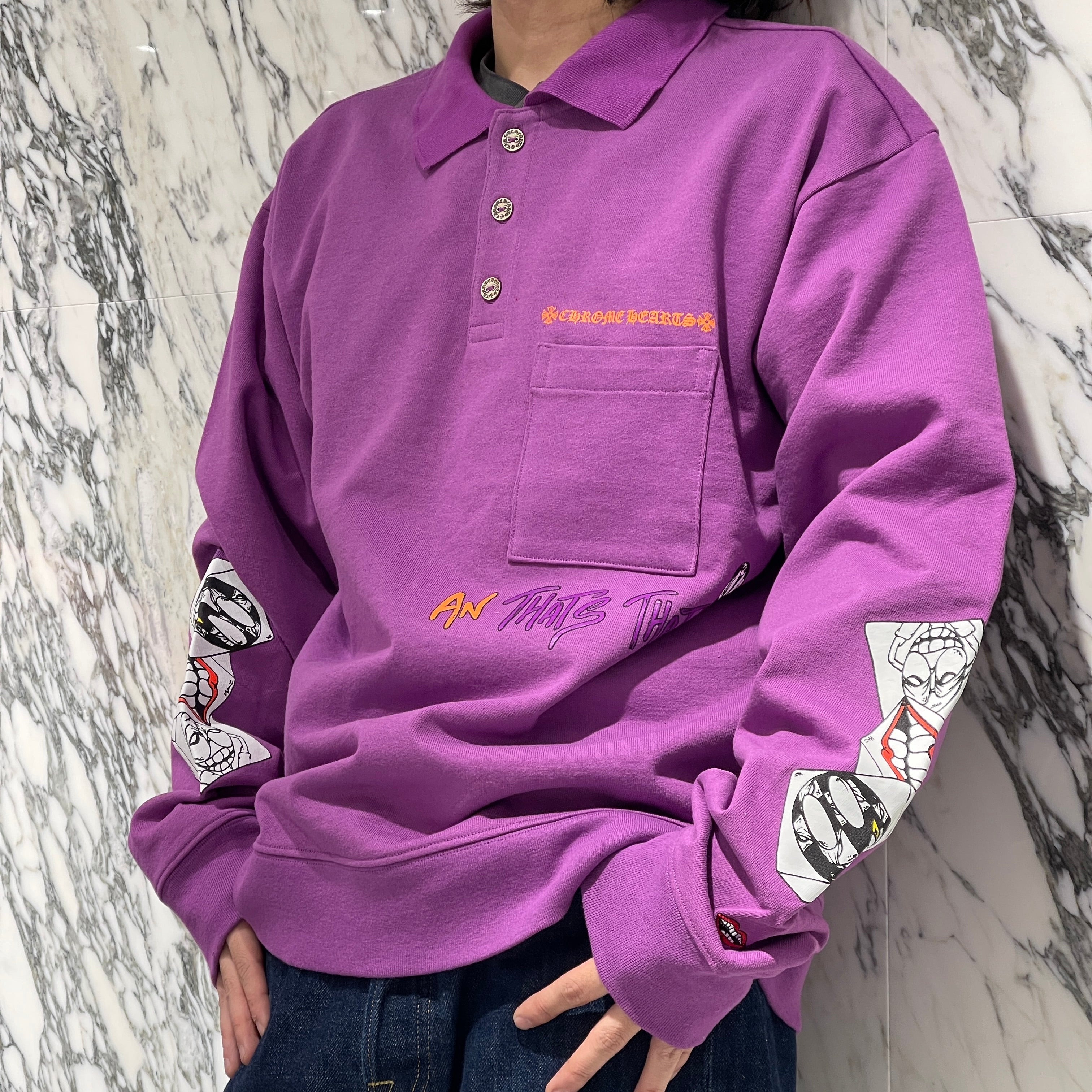 CHROME HEARTS× MATTY BOY 2024AW "I WANT MORE NOT LESS" Long Polo Shirt Size XL