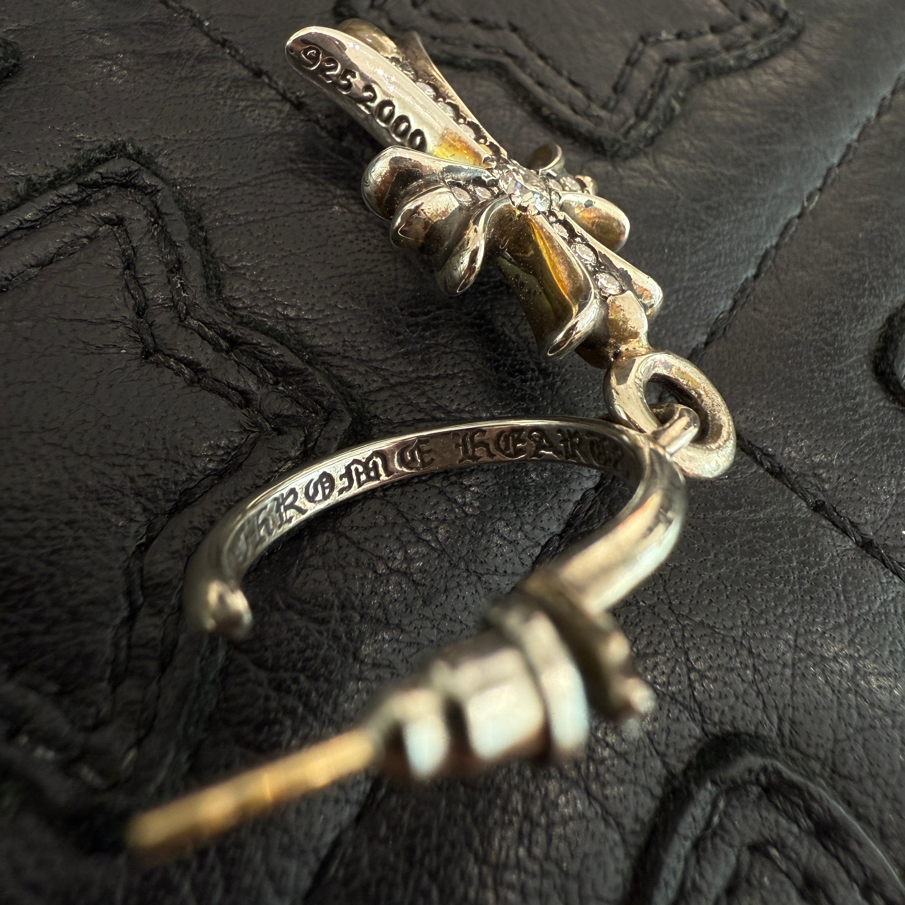 CHROME HEARTS Pave TINY CH Cross Hoop Earrings Pave Diamond