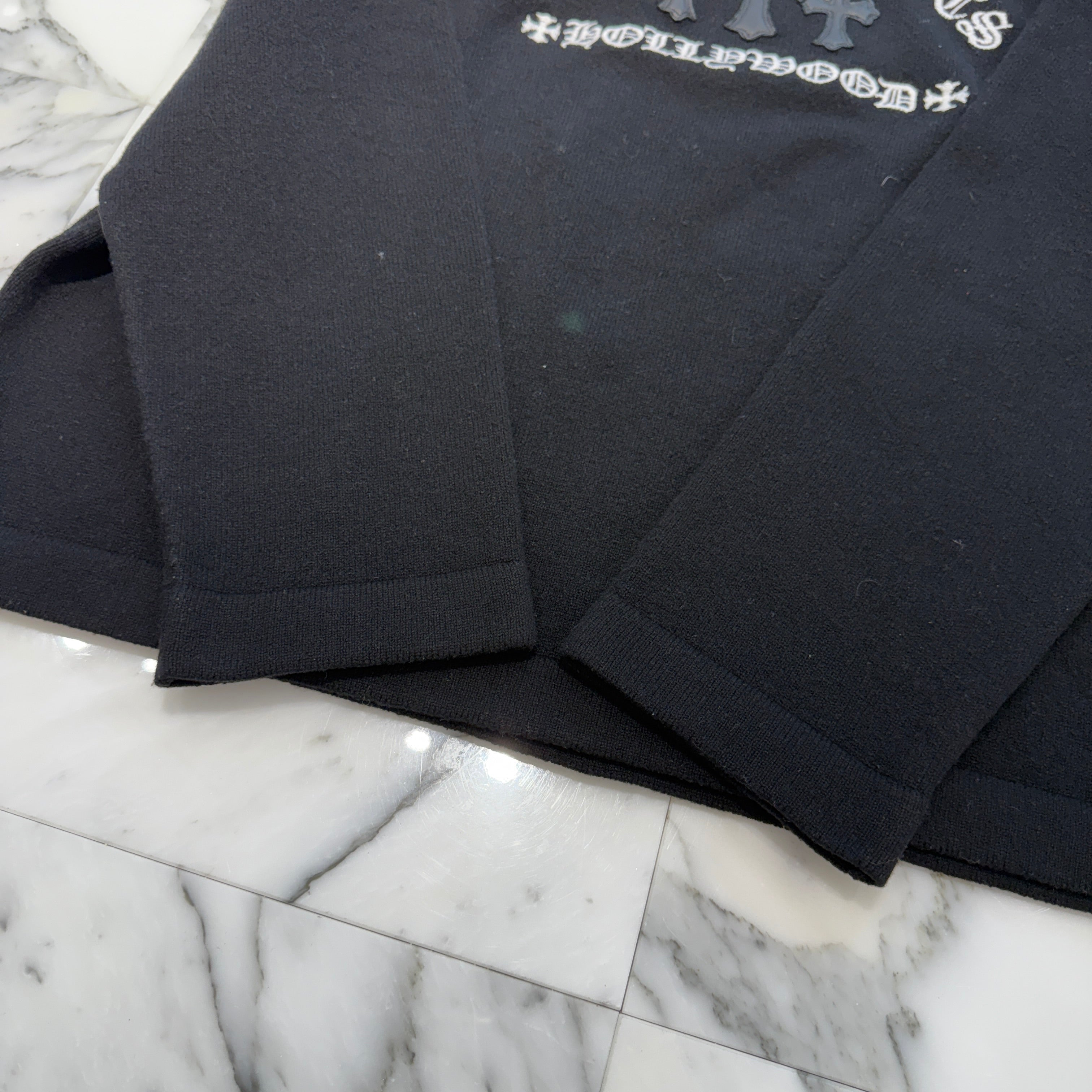 CHROME HEARTS Y NOT King Taco 3 Cemetery Cross Leather Patch Cashmere Knit Sweater Size XXL クロムハーツ ワイノット キングタコ 3セメタリークロス レザーパッチ カシミヤ ニットセーター サイズXXL