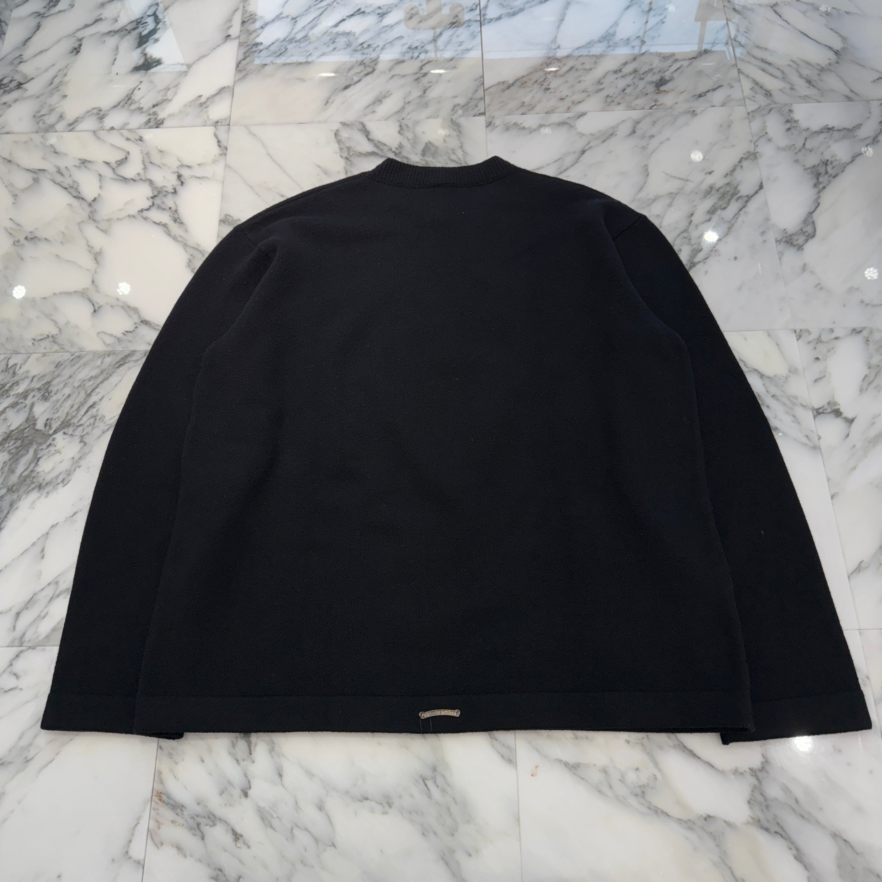 CHROME HEARTS Y NOT King Taco 3 Cemetery Cross Leather Patch Cashmere Knit Sweater Size XXL クロムハーツ ワイノット キングタコ 3セメタリークロス レザーパッチ カシミヤ ニットセーター サイズXXL