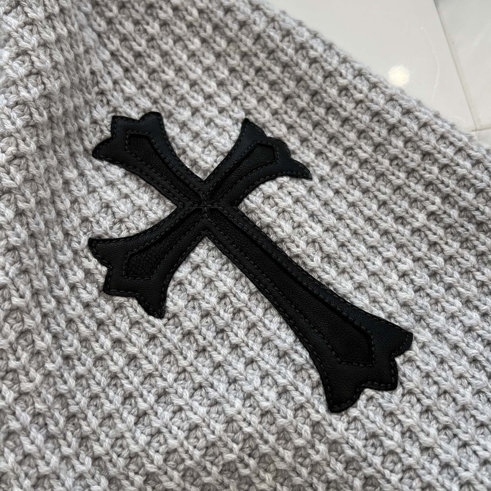 CHROME HEARTS YNOT Leather Cross Patch Cashmere Knit Cardigan Size S クロムハーツ ワイノット レザー クロス パッチ カシミヤ ニットカーディガン サイズS