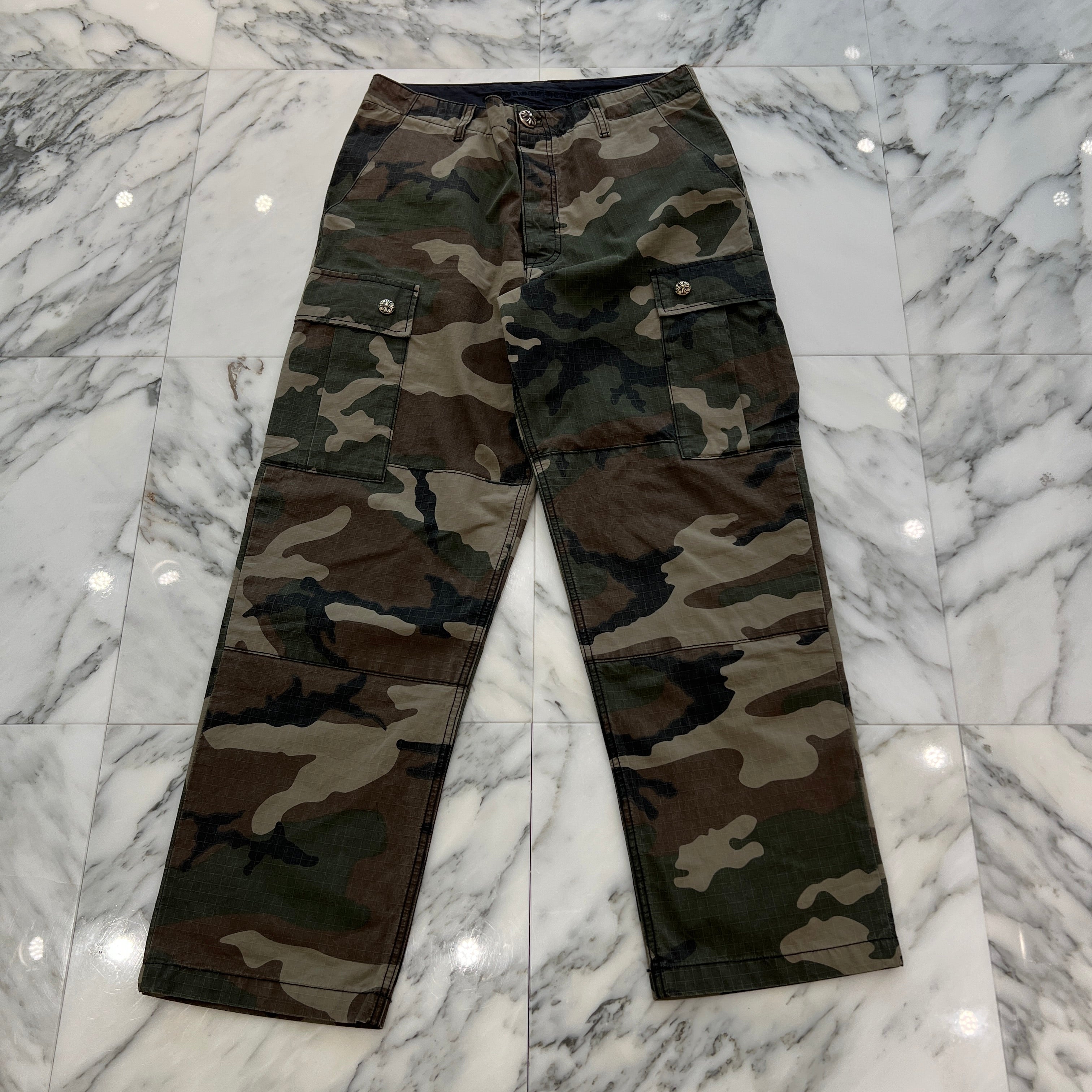 CHROME HEARTS Cross Ball Button Camo Cargo Pants Size 32 クロムハーツ クロスボールボタン カモ カーゴパンツ サイズ32