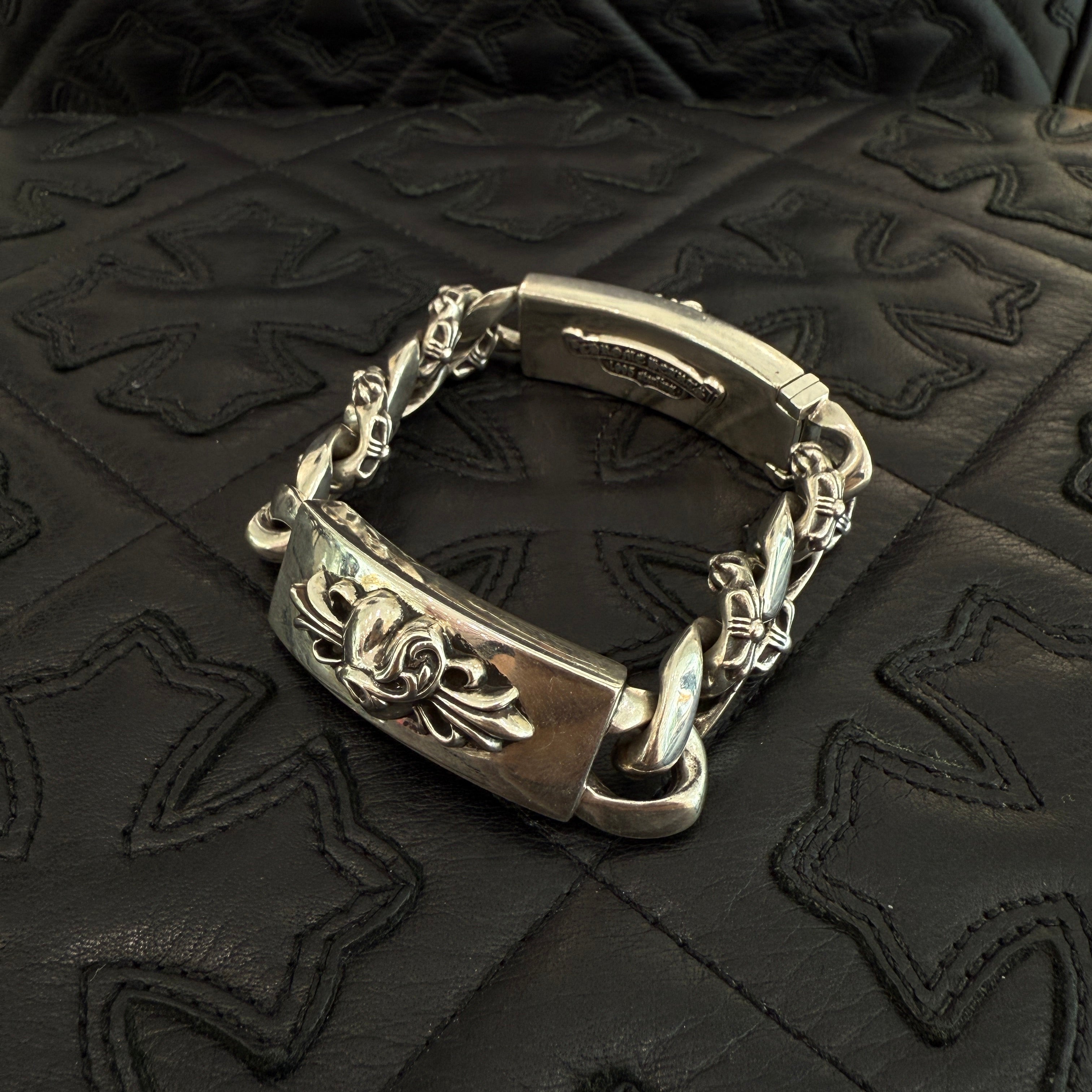 CHROME HEARTS FLORAL HEART Dagger Fancy Chain Double ID Bracelet クロムハ―ツ フローラルハート ダガー ファンシーチェーン ダブルID ブレスレット