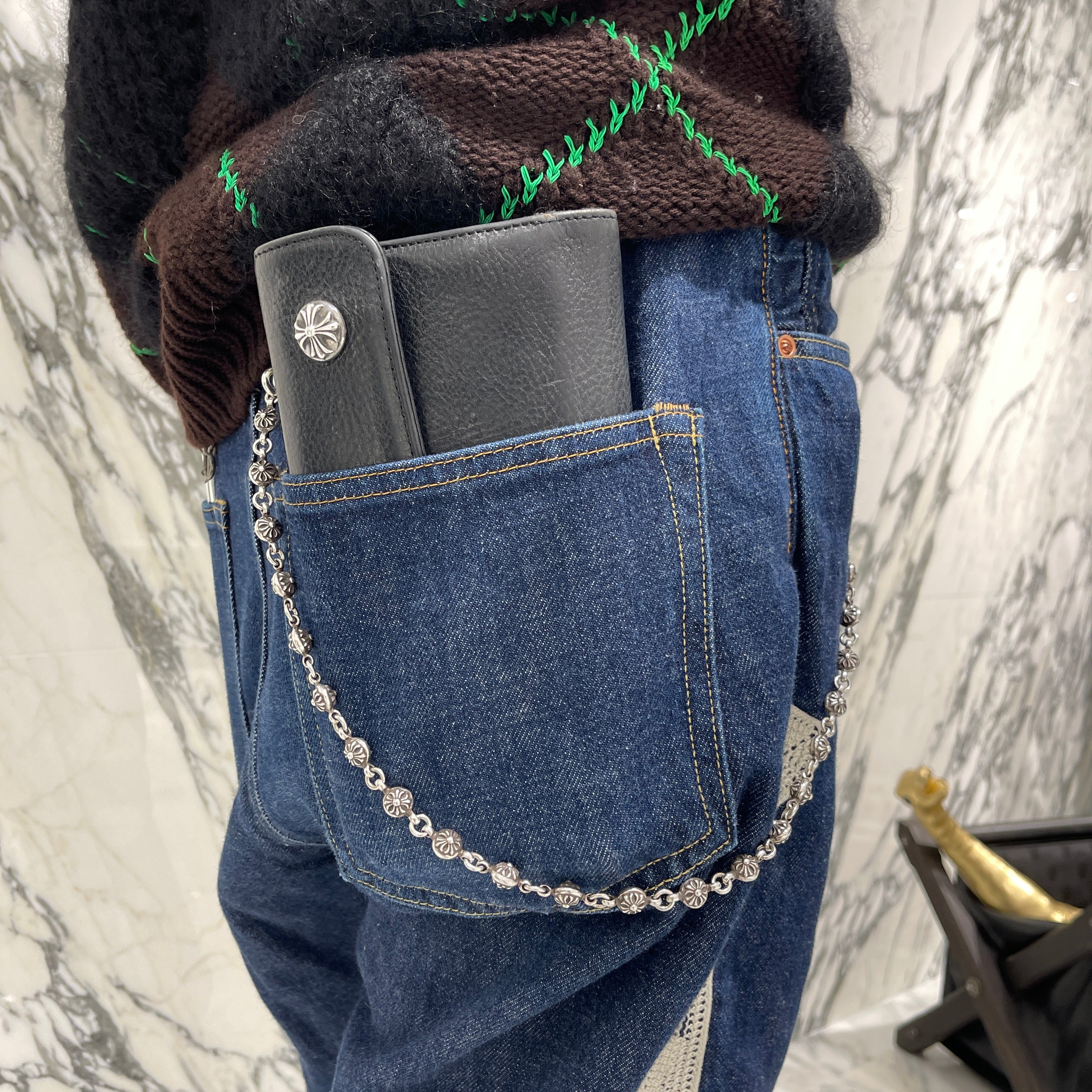 CHROME HEARTS 2Ball Short-S Silver Wallet Chain