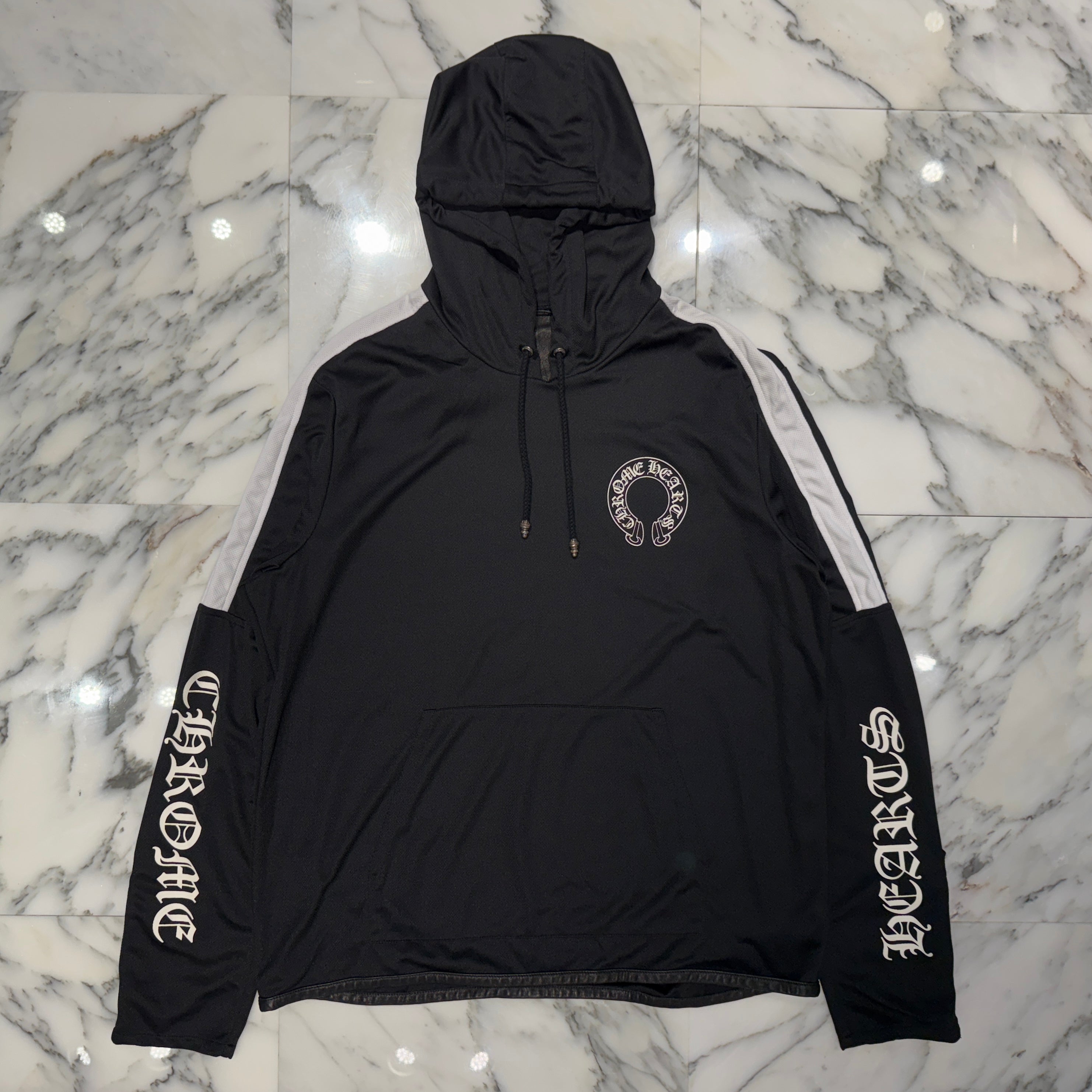 CHROME HEARTS Y NOT Mesh Arm Logo Horseshoe Pullover Hoodie SizeL クロムハーツ ワイノット メッシュ アームロゴ プルオーバーフーディ サイズL