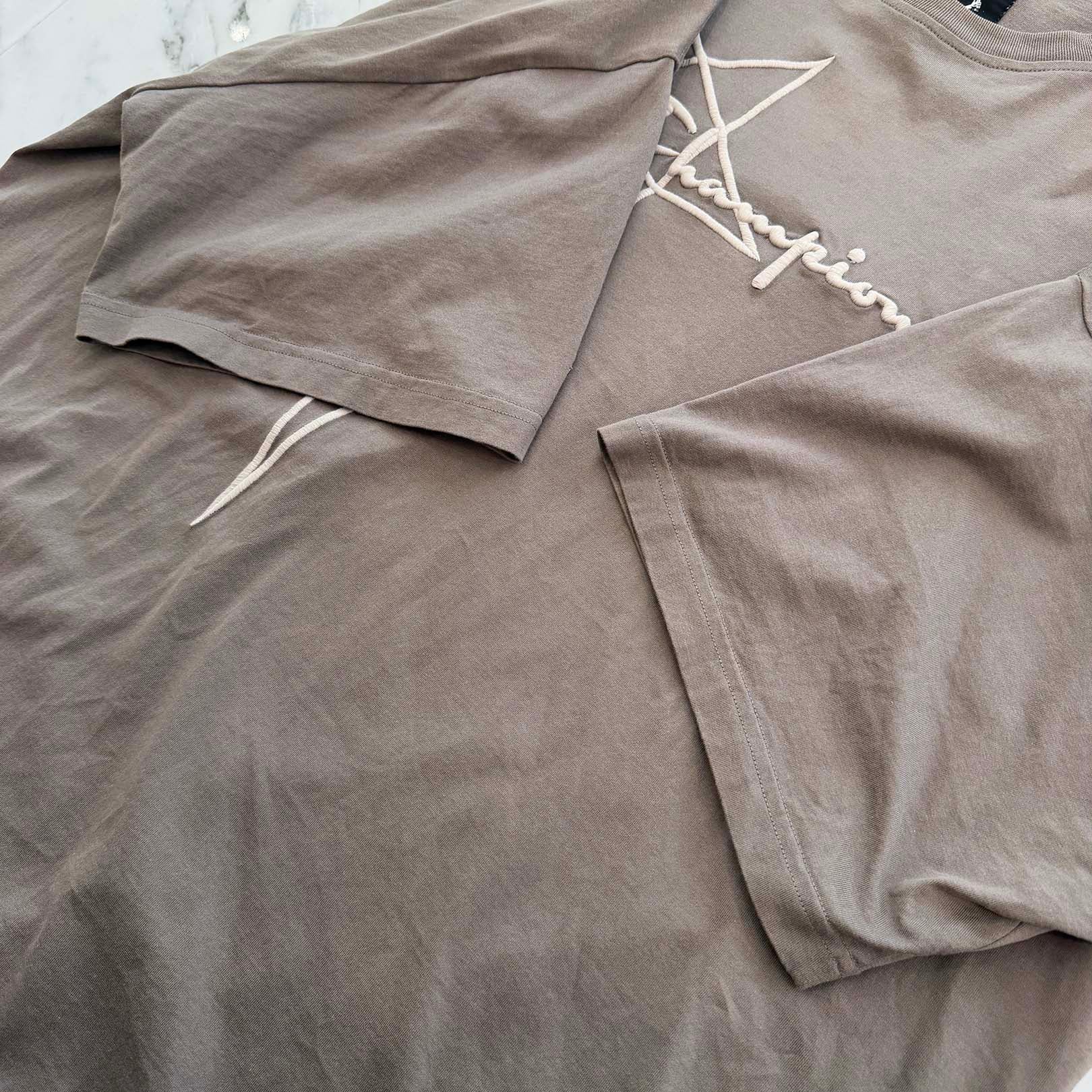 Rick Owens × Champion 2023SS Logo Embroidered Tommy Tee CM02C9229-CHJEG Size S リックオウエンス × チャンピオン ロゴ刺繡トミー Tシャツ サイズS