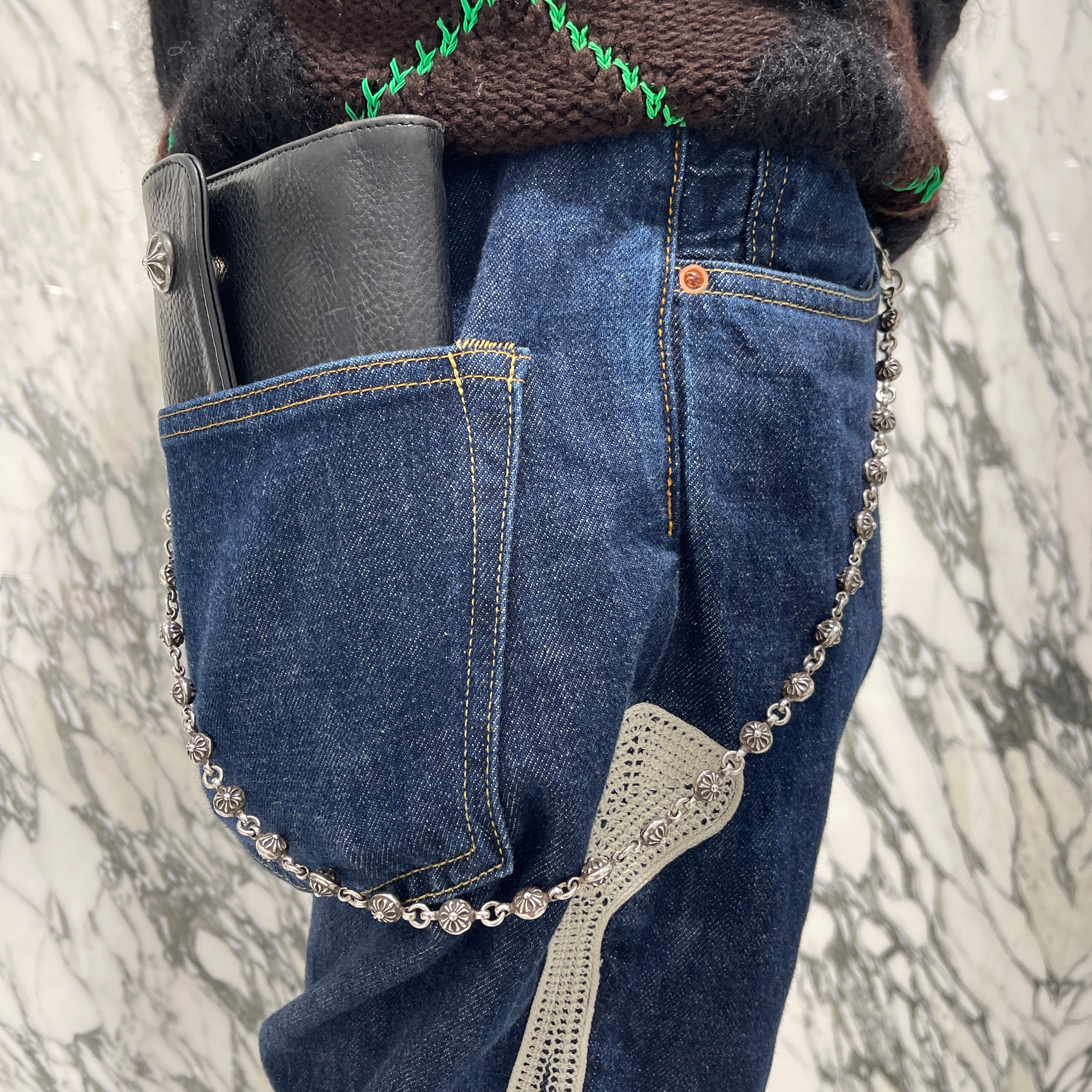 CHROME HEARTS 2Ball Short-S Silver Wallet Chain