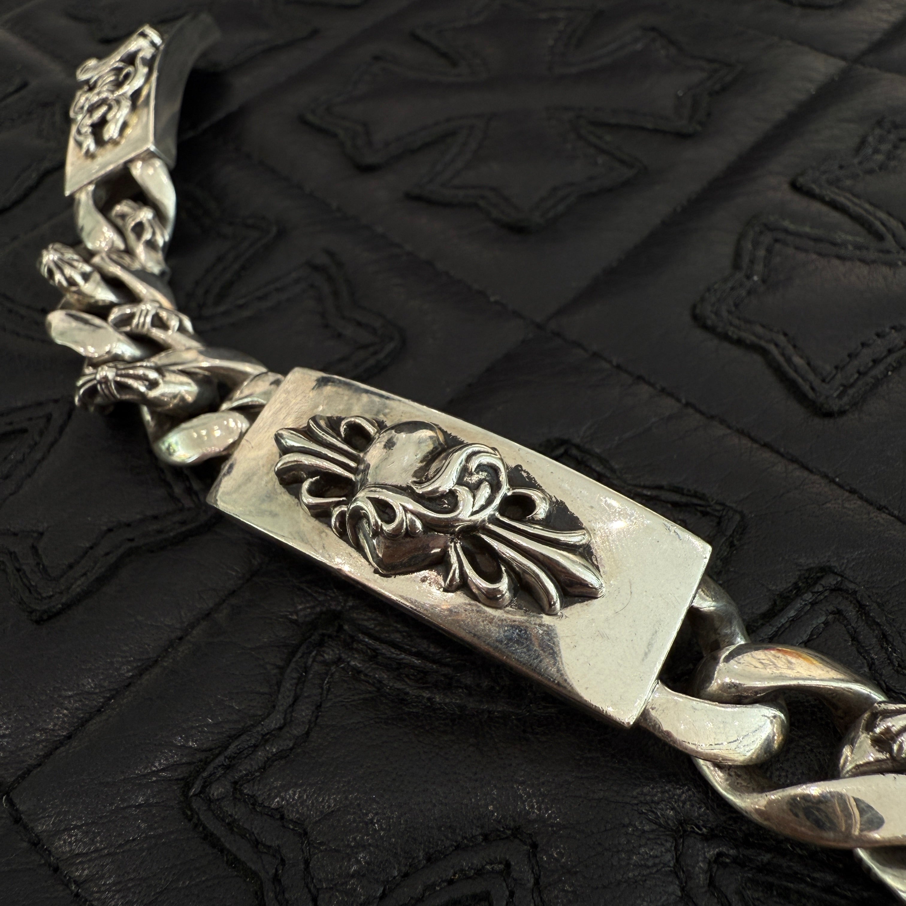 CHROME HEARTS FLORAL HEART Dagger Fancy Chain Double ID Bracelet