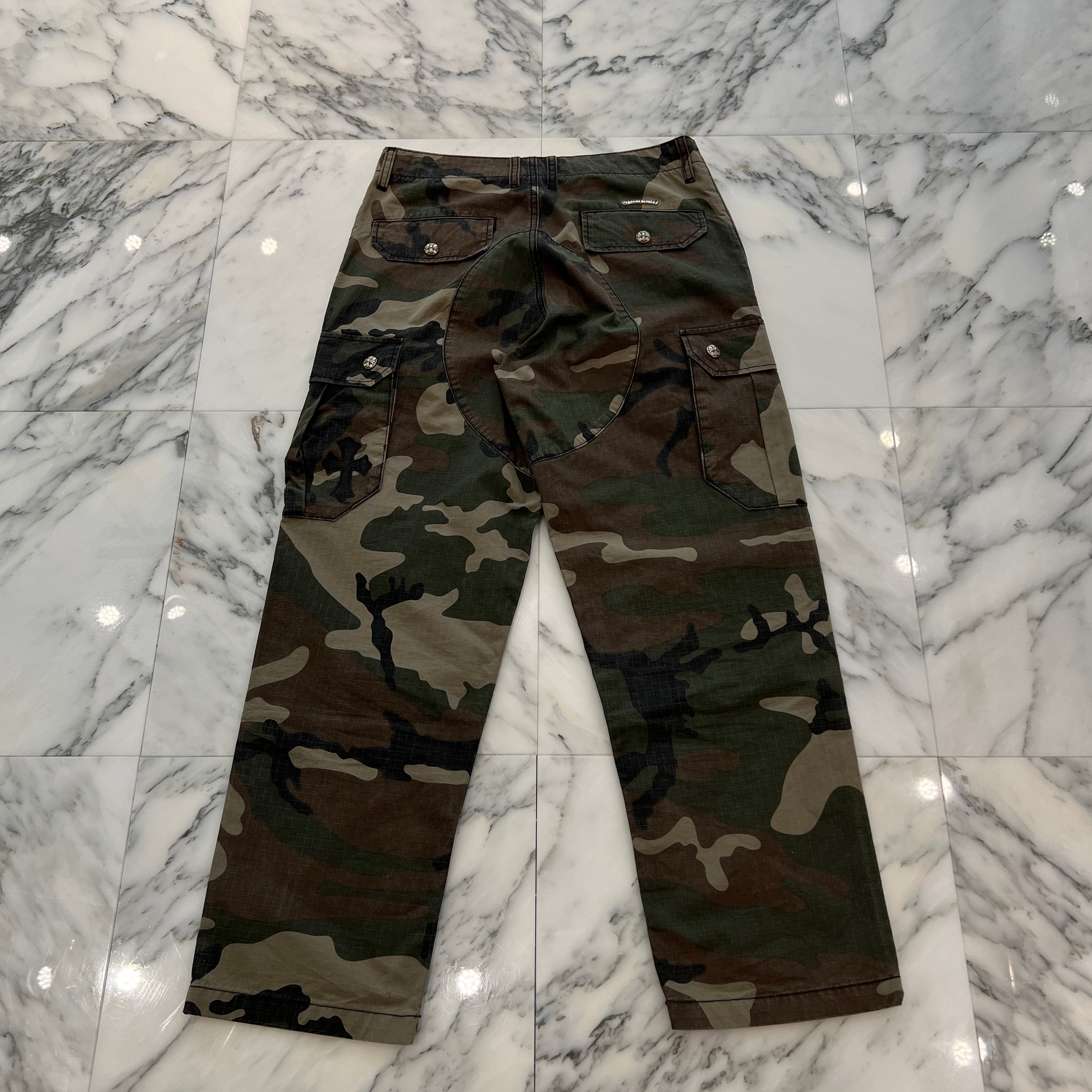 CHROME HEARTS Cross Ball Button Camo Cargo Pants Size 32 クロムハーツ クロスボールボタン カモ カーゴパンツ サイズ32