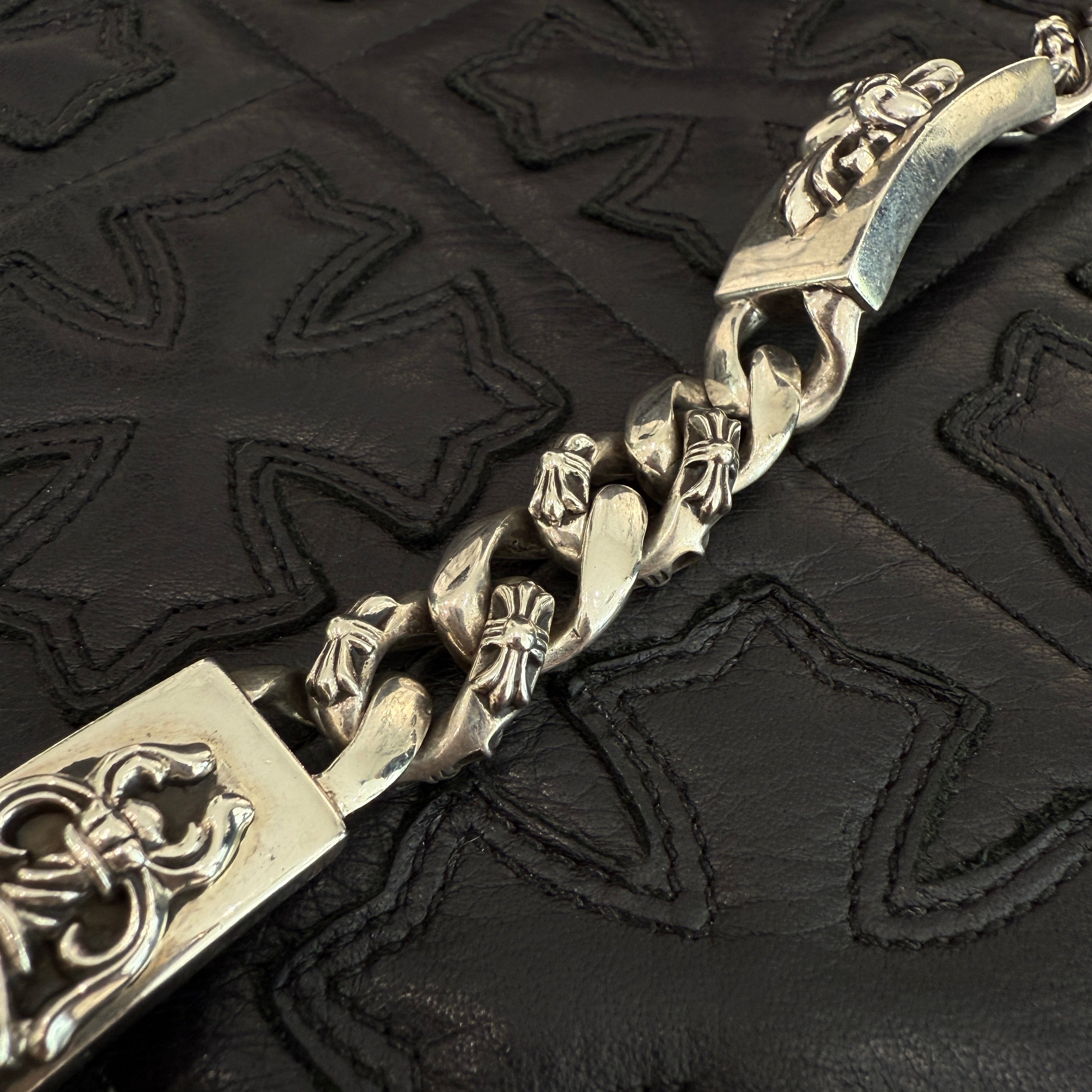 CHROME HEARTS FLORAL HEART Dagger Fancy Chain Double ID Bracelet クロムハ―ツ フローラルハート ダガー ファンシーチェーン ダブルID ブレスレット