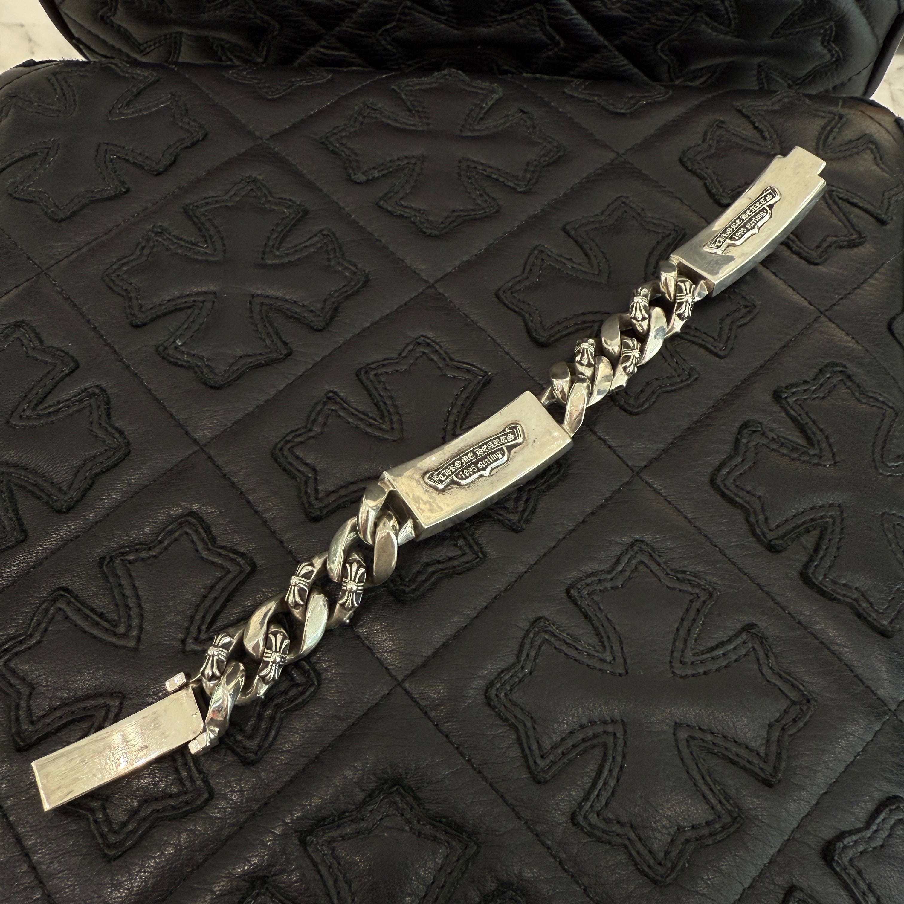 CHROME HEARTS FLORAL HEART Dagger Fancy Chain Double ID Bracelet クロムハ―ツ フローラルハート ダガー ファンシーチェーン ダブルID ブレスレット