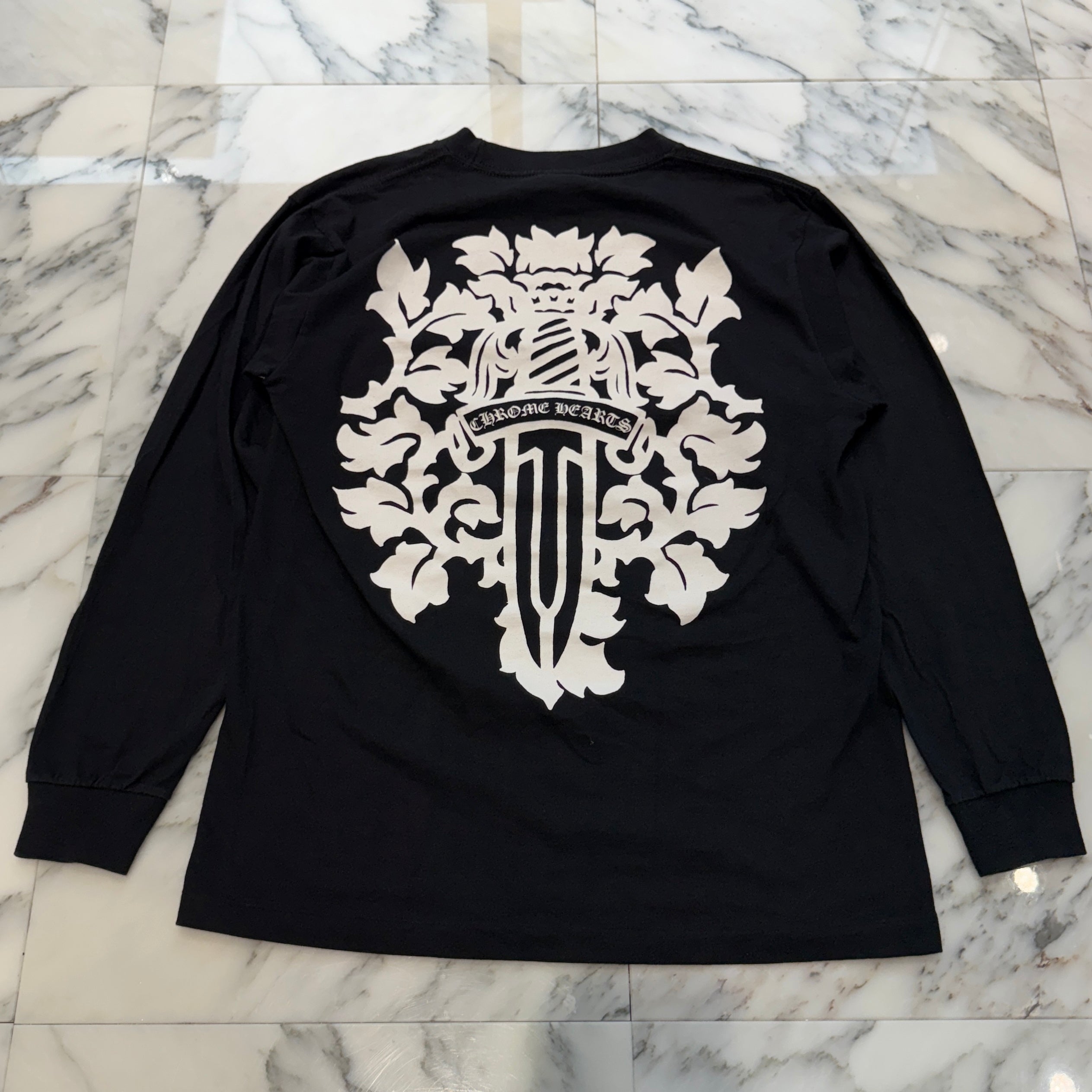 CHROME HEARTS Neck Logo Back Vine Dagger Print Long Sleeve Tee Size M クロムハーツ ネックロゴ バックヴァインダガープリント ロングスリーブTシャツ サイズM