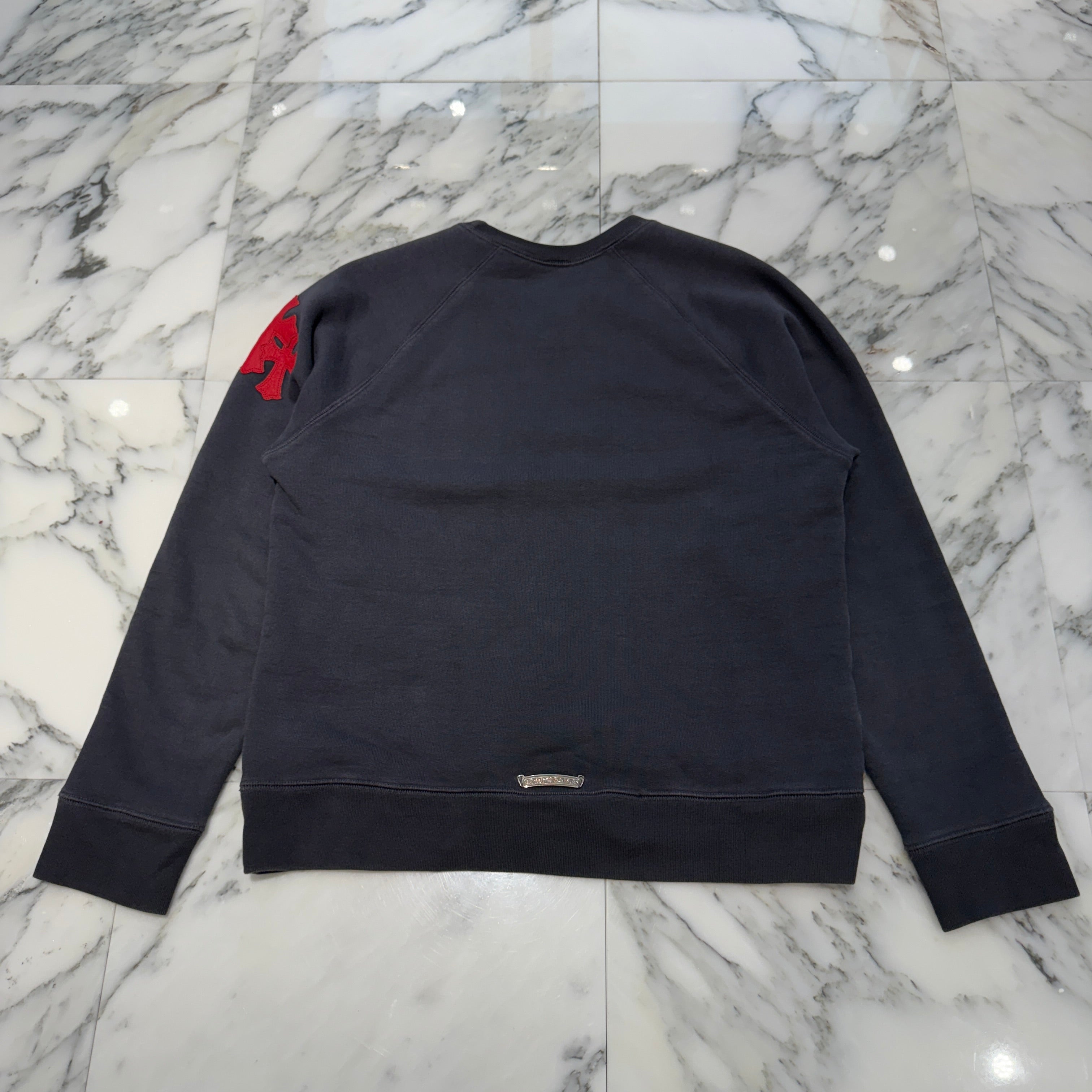 CHROME HEARTS Y NOT Triple Cross Leather Patch Sweat Shirt Size S クロムハーツ ワイノット トリプルクロス レザーパッチ スウェットシャツ サイズS