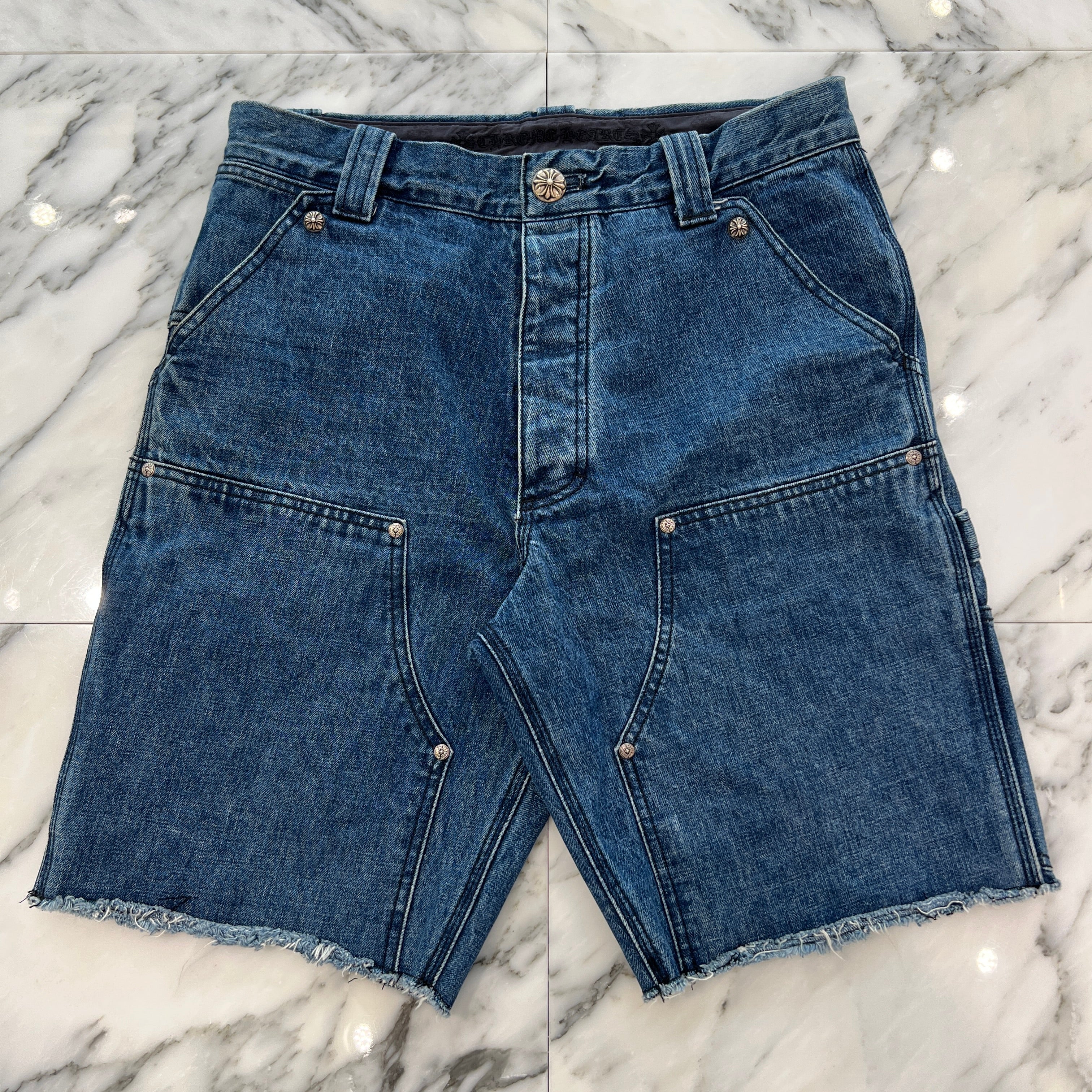 CHROME HEARTS Carpenter Cross Ball Button Denim Shorts Size 32 クロムハーツ カーペンター クロスボールボタン デニムショーツ サイズ32