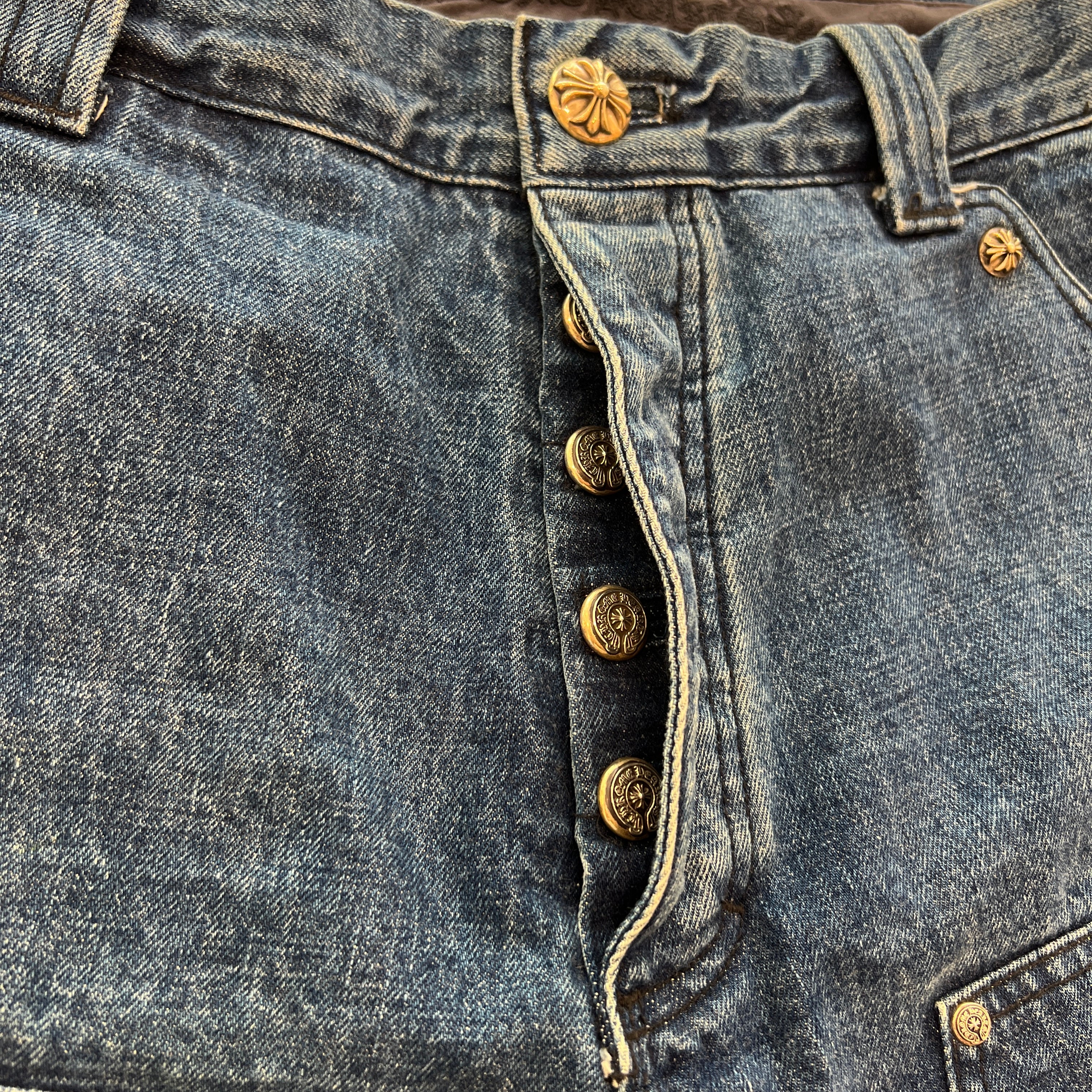 CHROME HEARTS Carpenter Cross Ball Button Denim Shorts Size 32 クロムハーツ カーペンター クロスボールボタン デニムショーツ サイズ32