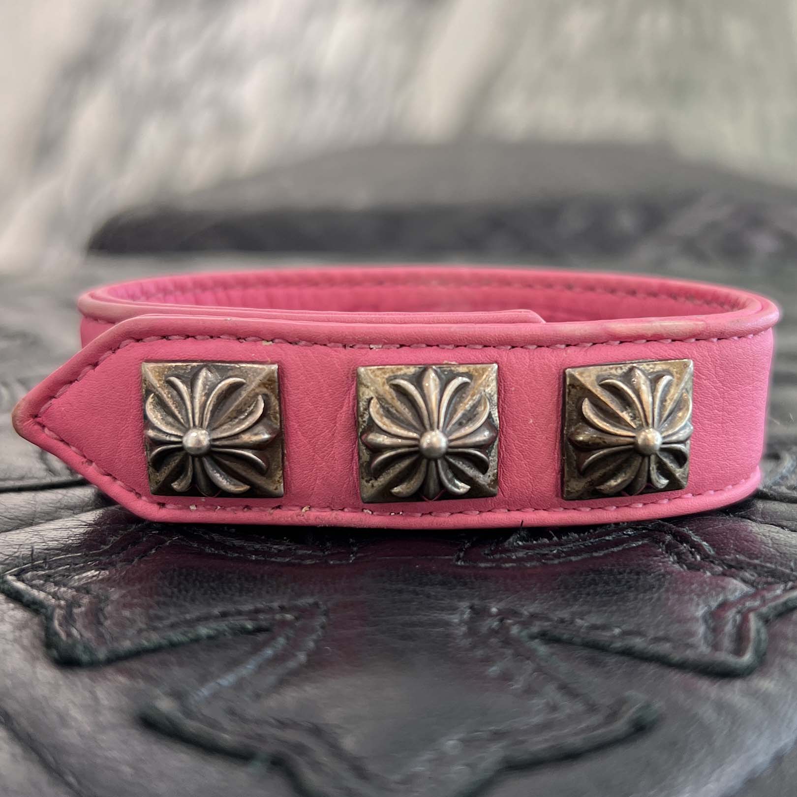 CHROME HEARTS Pyramid Cross Button 3BTN 2SNP LEATHER BRACELET クロムハーツ ピラミッドクロスボタン 3ボタン 2スナップ レザーブレスレット