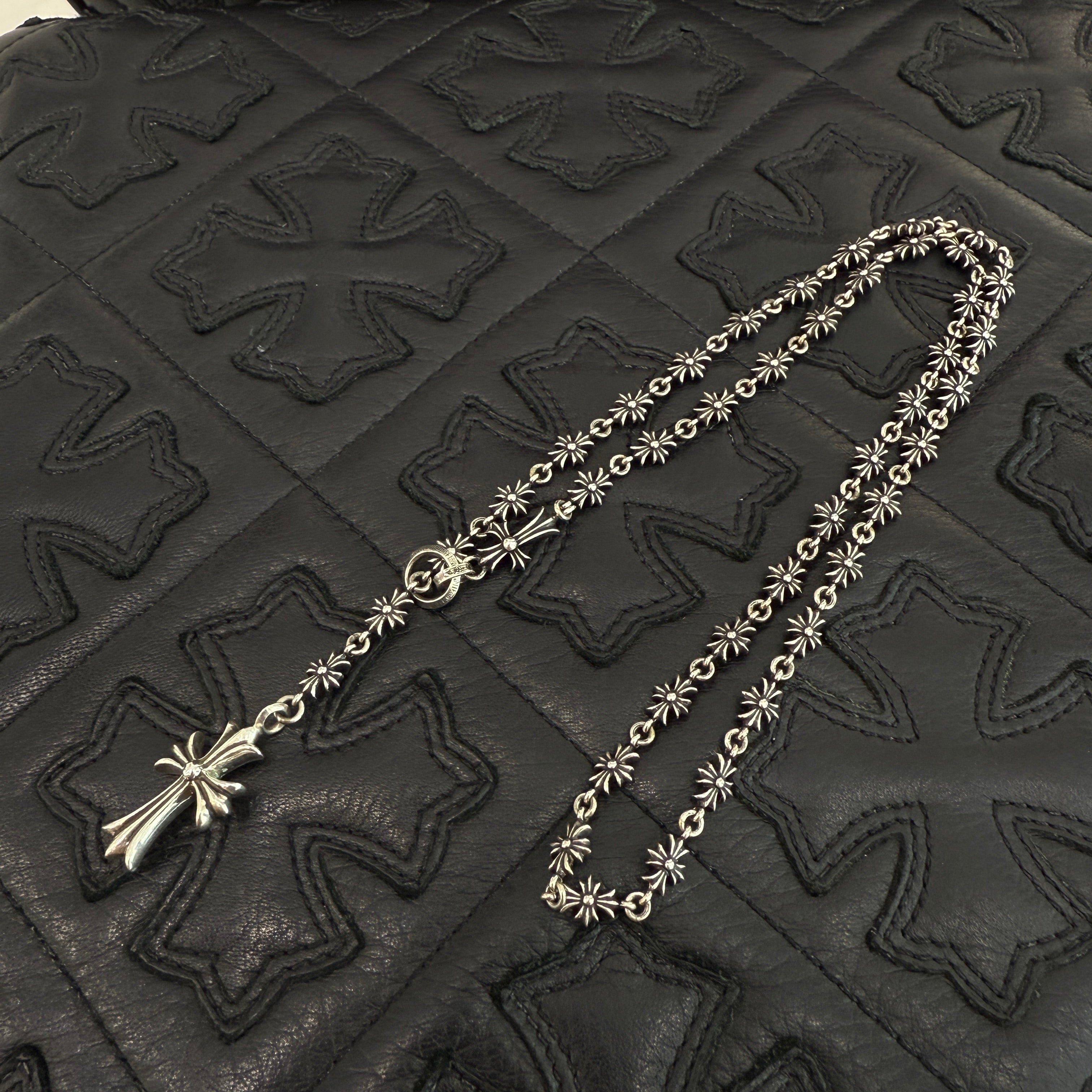 CHROME HEARTS Rosary Chalk CH Plus Chain Necklace クロムハ―ツ ロザリオ チョーク CHプラス チェーン ネックレス