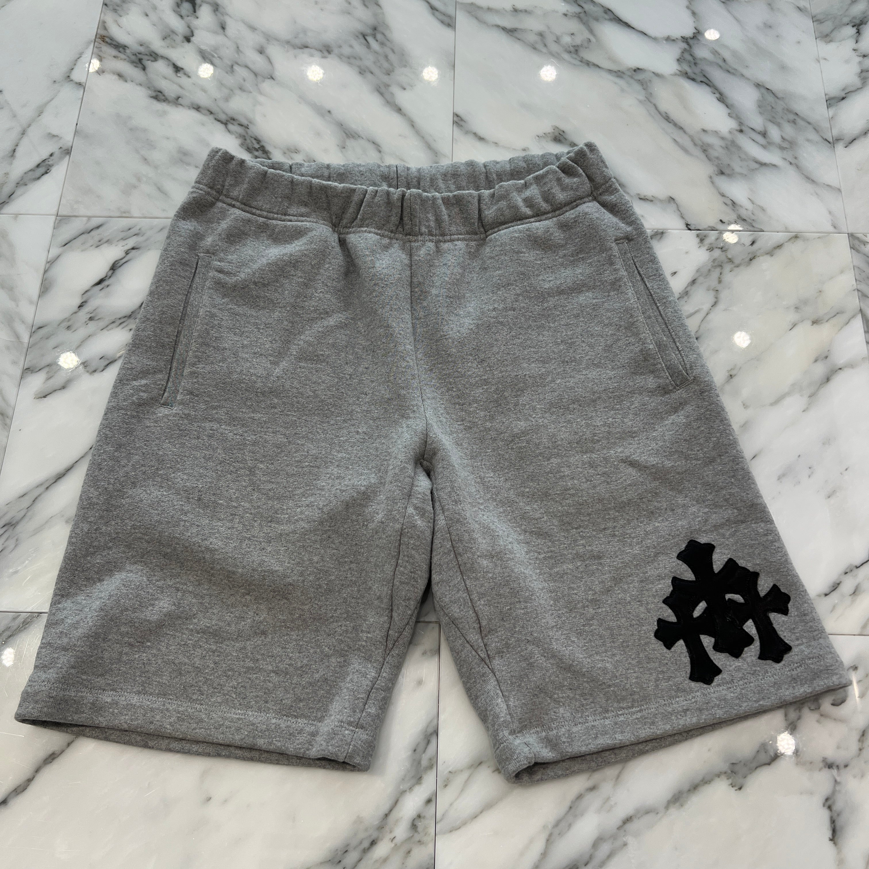 CHROME HEARTS Y NOT 3 Cemetery Cross Patch Sweat Shorts Size M