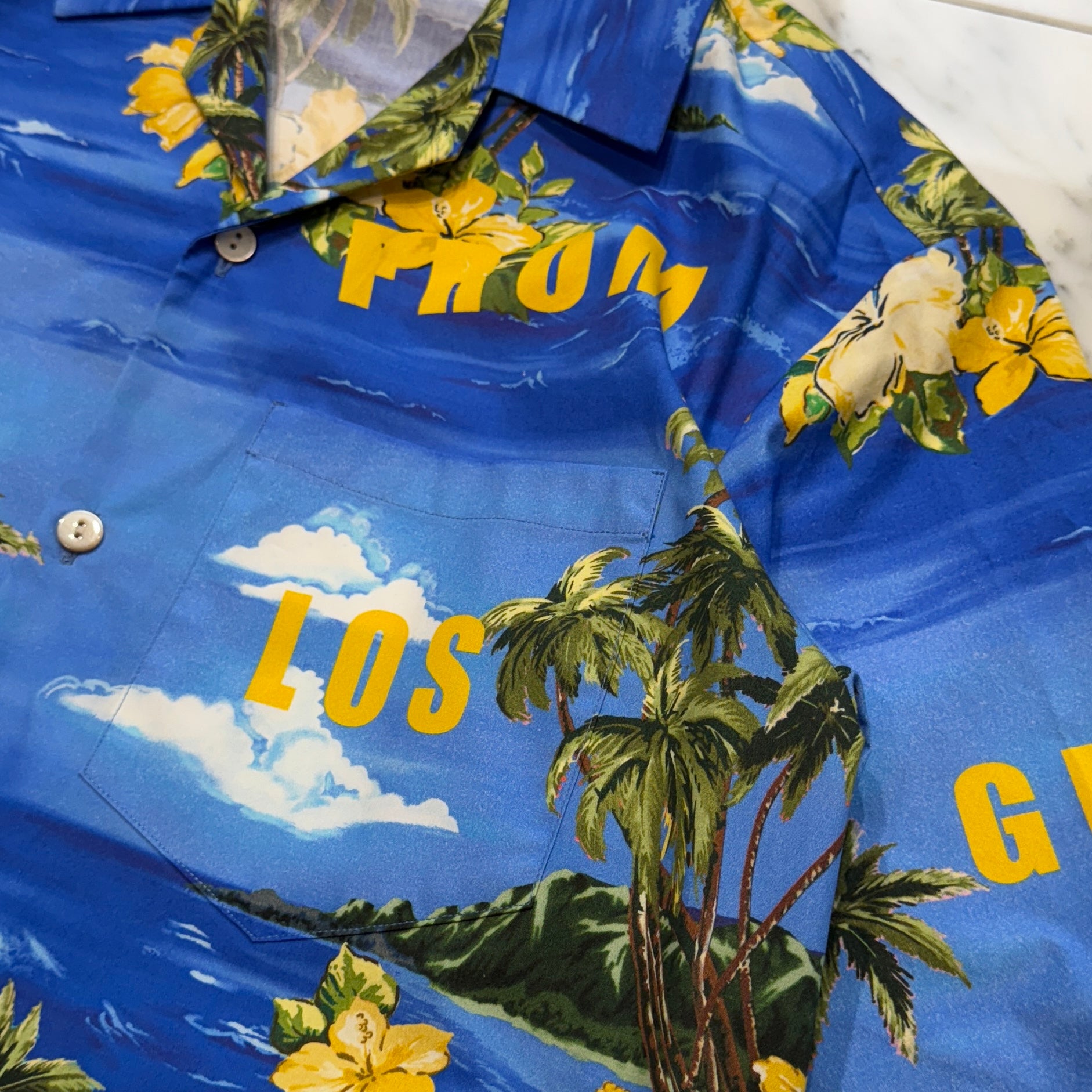 GUCCI 2022SS Palm Tree Printed Poplin Bowling Shirt 694124 ZAJSR Size 44 グッチ パームツリープリント ポプリンボーリング シャツ サイズ44