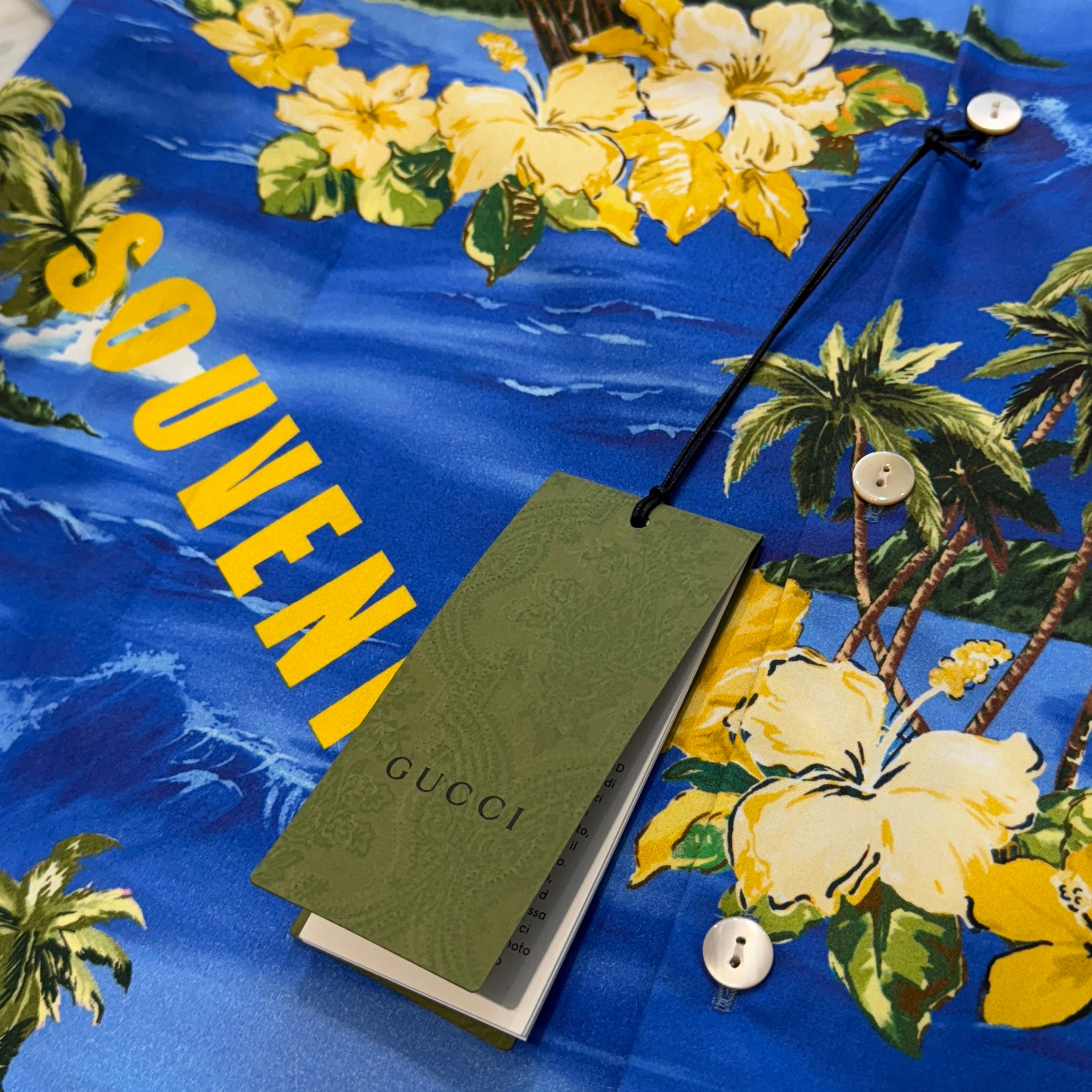 GUCCI 2022SS Palm Tree Printed Poplin Bowling Shirt 694124 ZAJSR Size 44 グッチ パームツリープリント ポプリンボーリング シャツ サイズ44