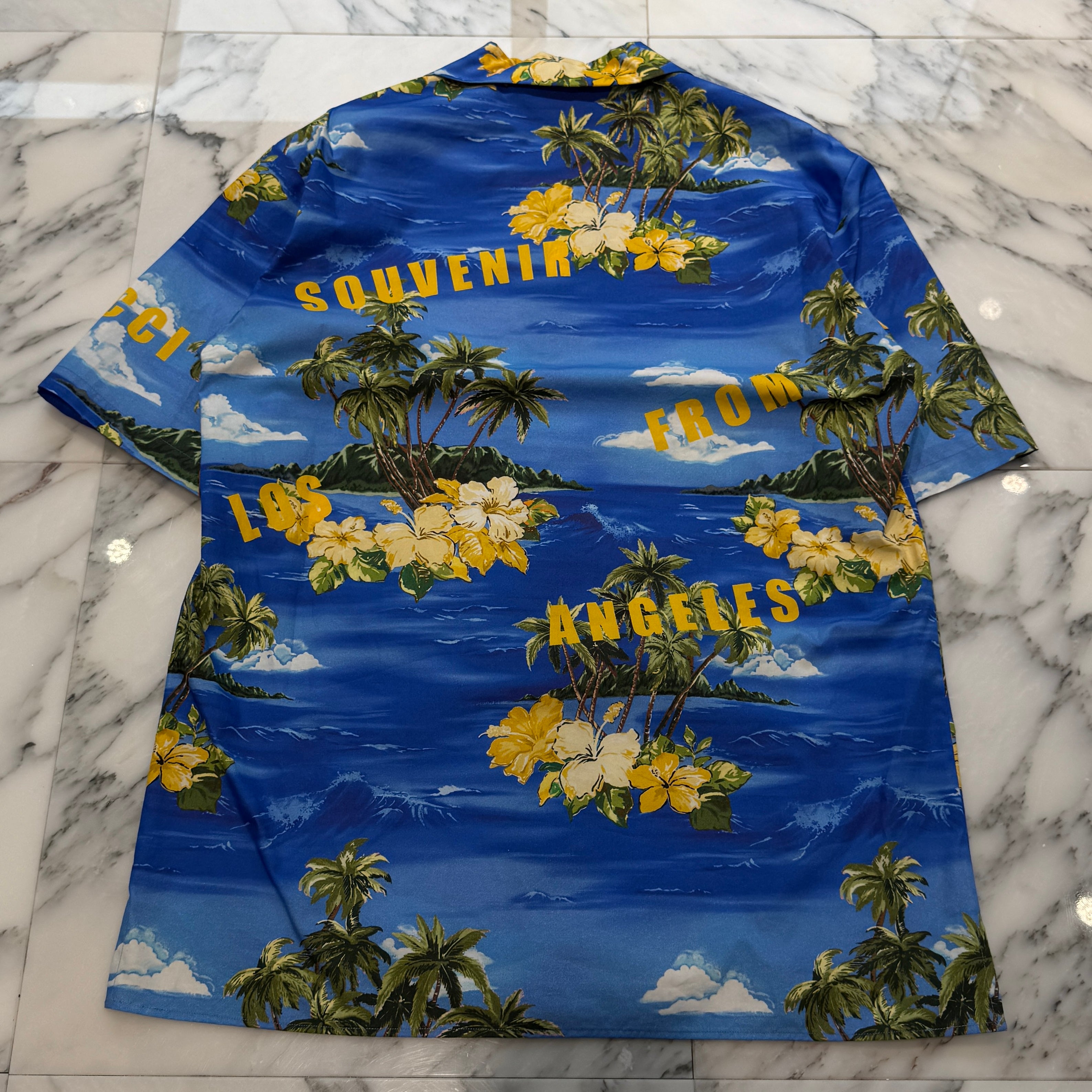 GUCCI 2022SS Palm Tree Printed Poplin Bowling Shirt 694124 ZAJSR Size 44 グッチ パームツリープリント ポプリンボーリング シャツ サイズ44