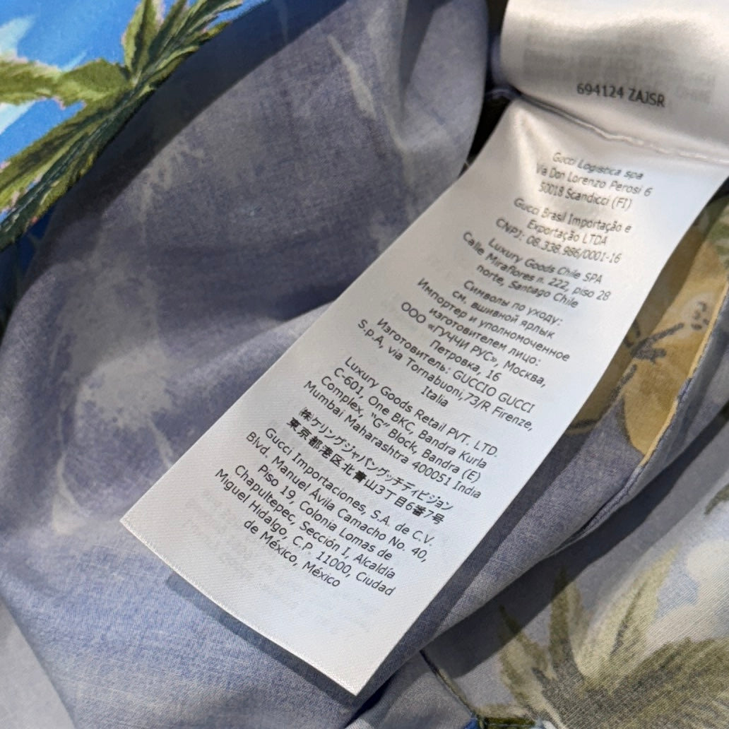 GUCCI 2022SS Palm Tree Printed Poplin Bowling Shirt 694124 ZAJSR Size 44 グッチ パームツリープリント ポプリンボーリング シャツ サイズ44