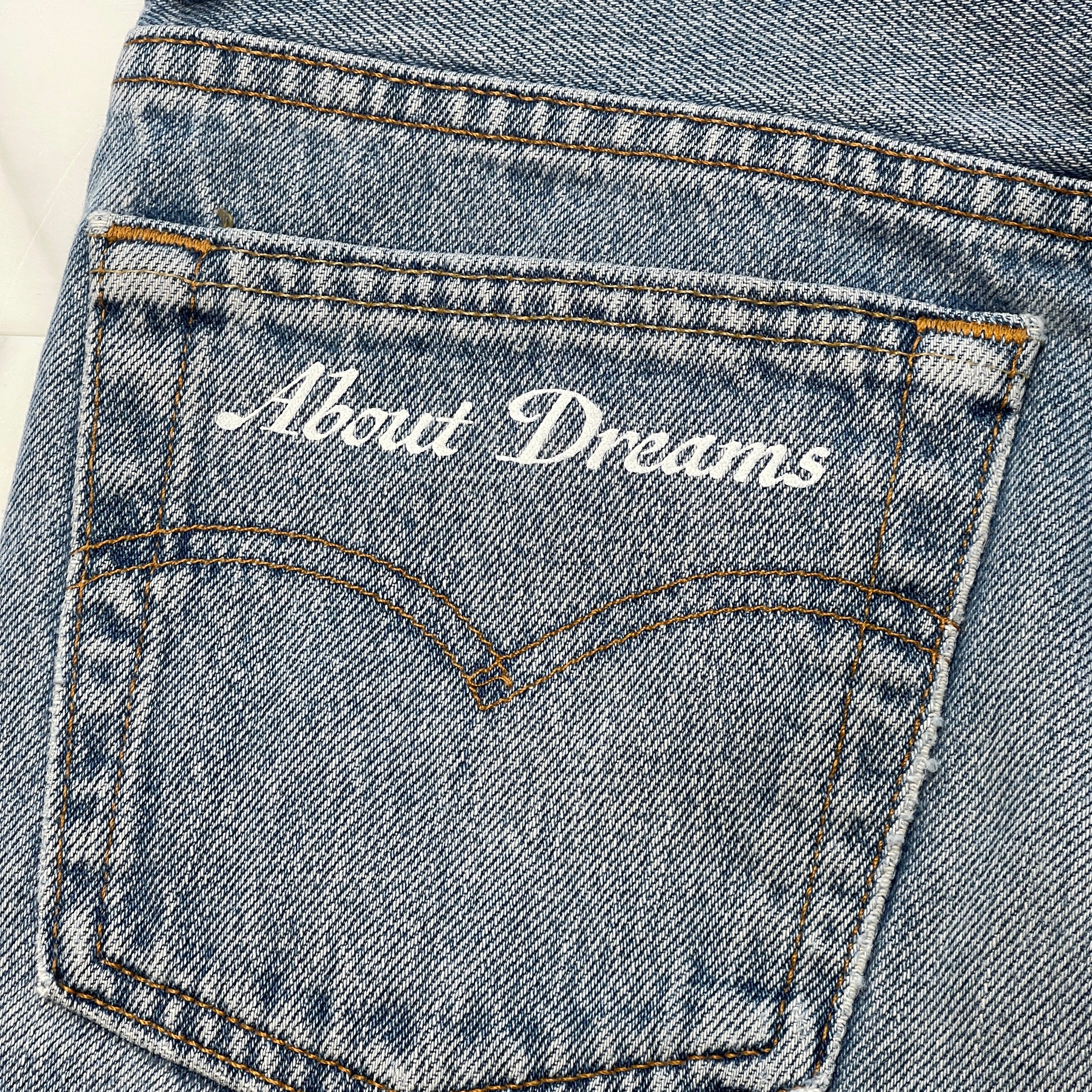 ABOUT DREAMS Butterfly Jeans Size W31 L32 アバウトドリームズ バタフライジーンズ インディゴ×ホワイト×ピンク サイズW31×L32
