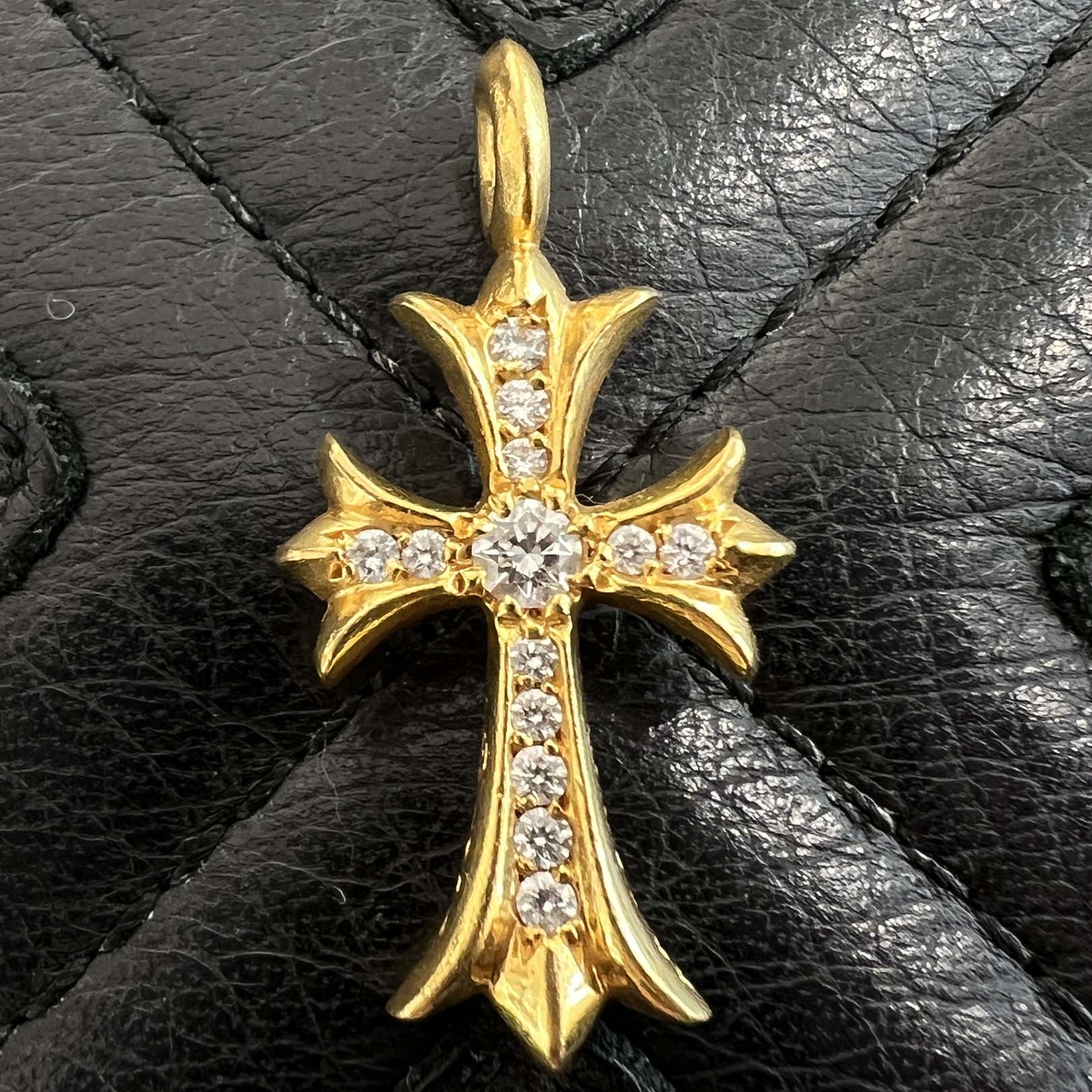 CHROME HEARTS 22K Tiny Fat Cross Pave Diamond Pendant Top クロムハーツ 22K タイニーファット クロス パヴェダイヤモンド ペンダントトップ