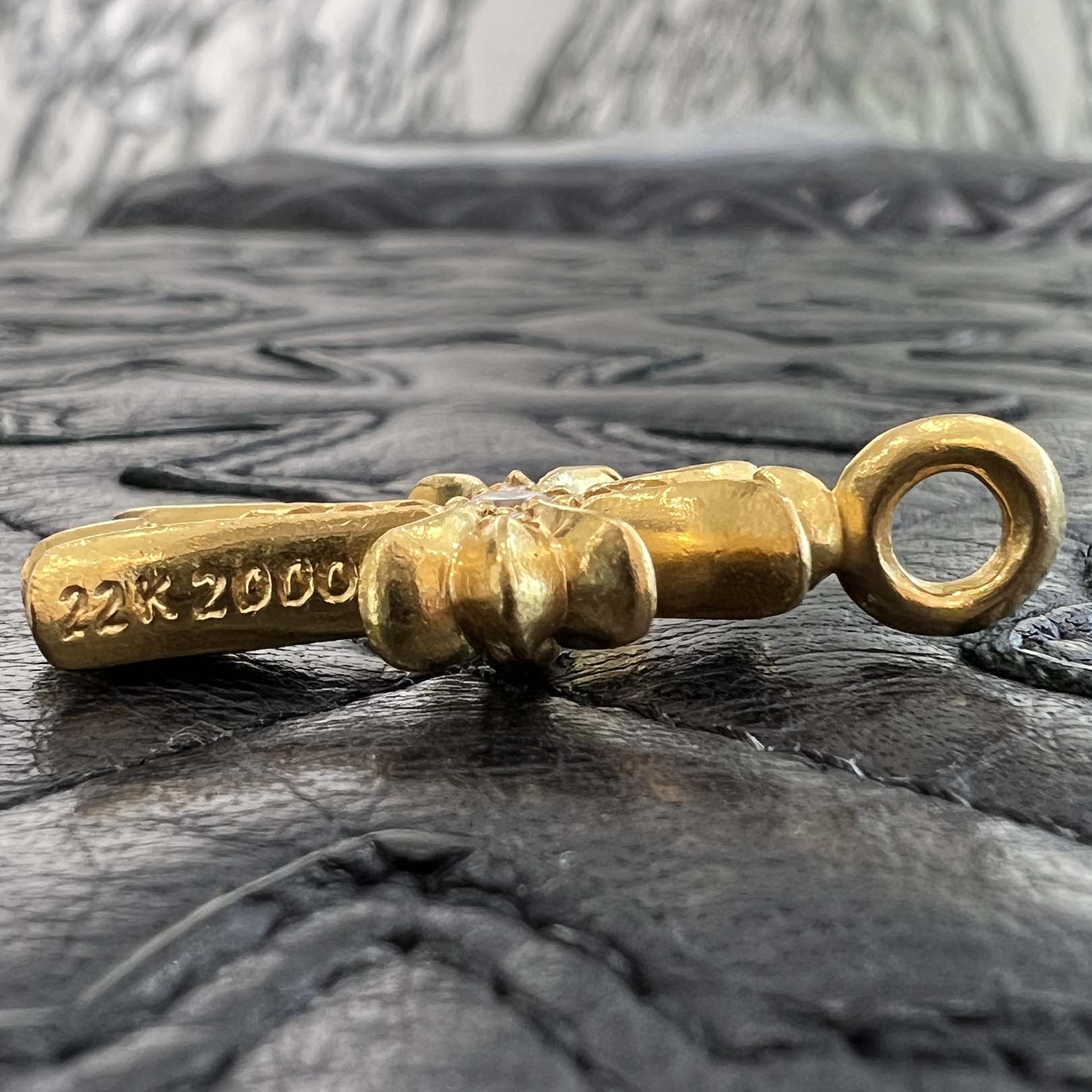 CHROME HEARTS 22K Tiny Fat Cross Pave Diamond Pendant Top クロムハーツ 22K タイニーファット クロス パヴェダイヤモンド ペンダントトップ