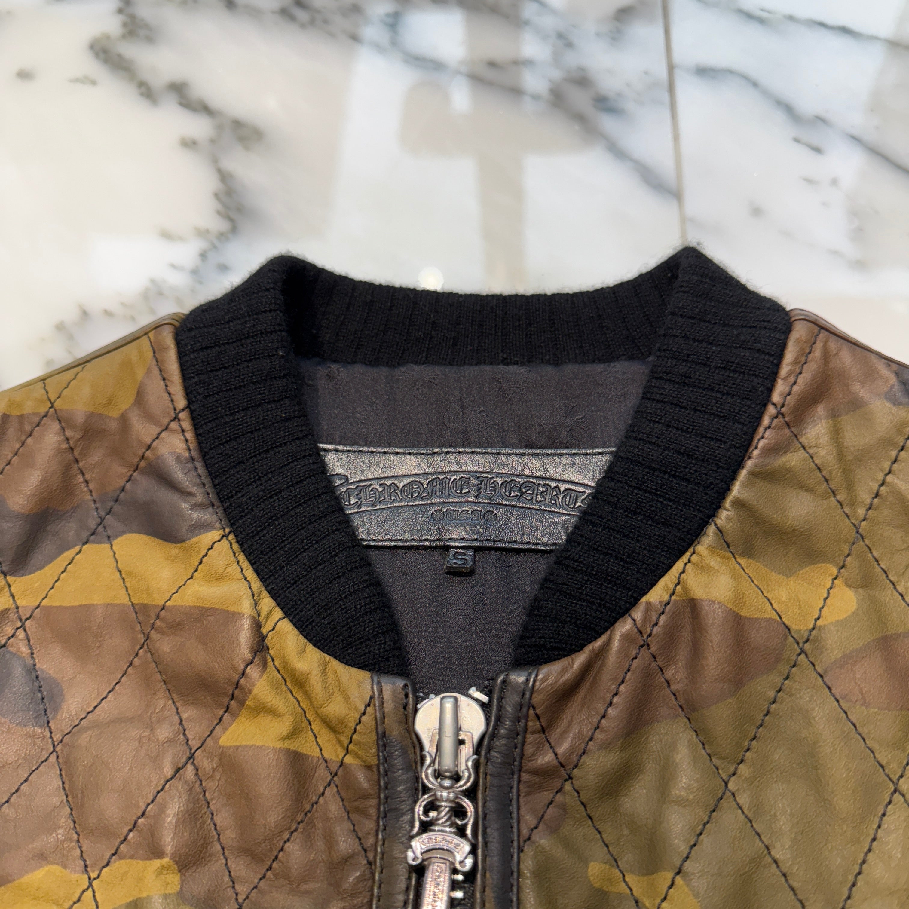 CHROME HEARTS Camouflage Leather Cross Patch DUCK VEST Size S クロムハーツ カモフラージュ レザークロスパッチ ダックベスト サイズS