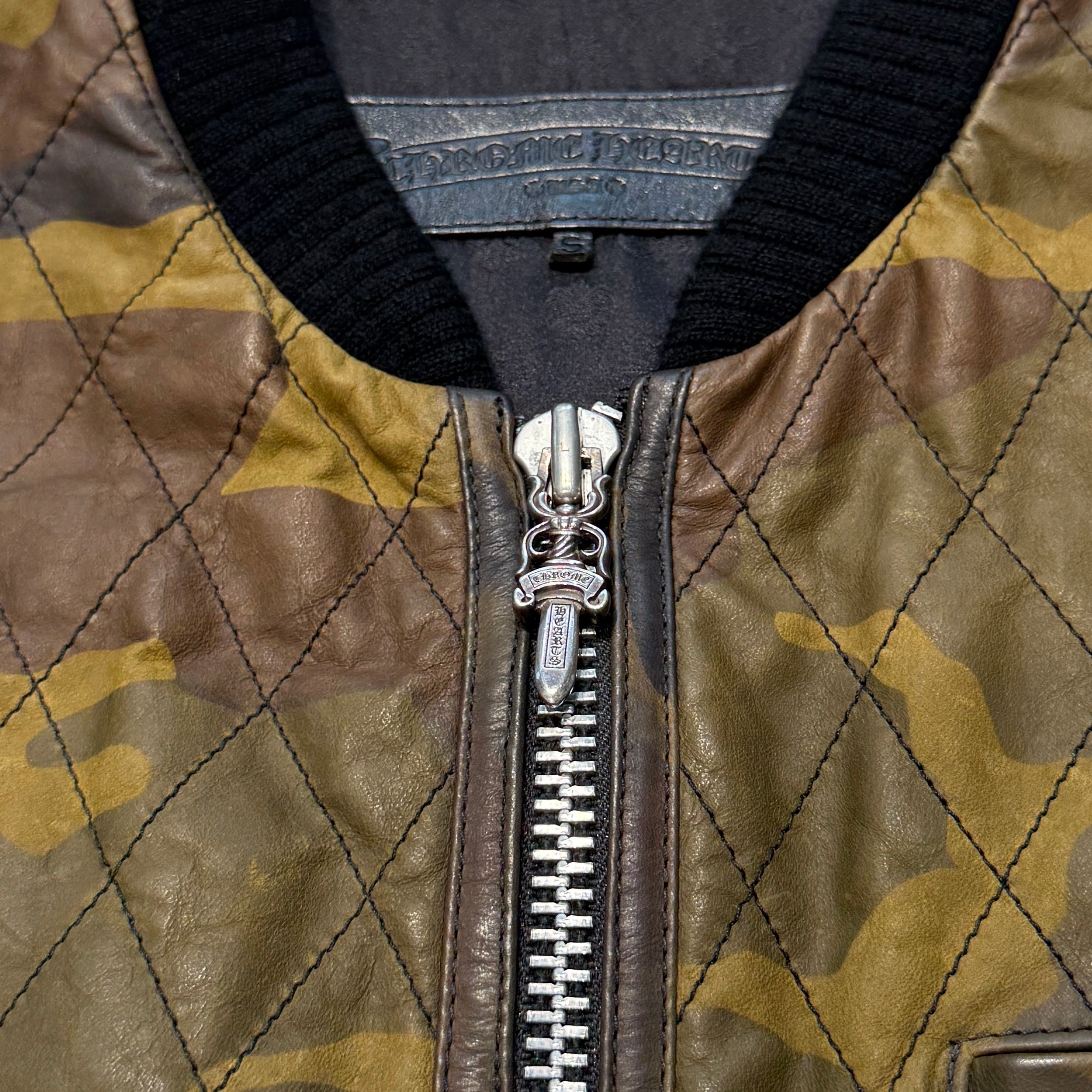 CHROME HEARTS Camouflage Leather Cross Patch DUCK VEST Size S クロムハーツ カモフラージュ レザークロスパッチ ダックベスト サイズS