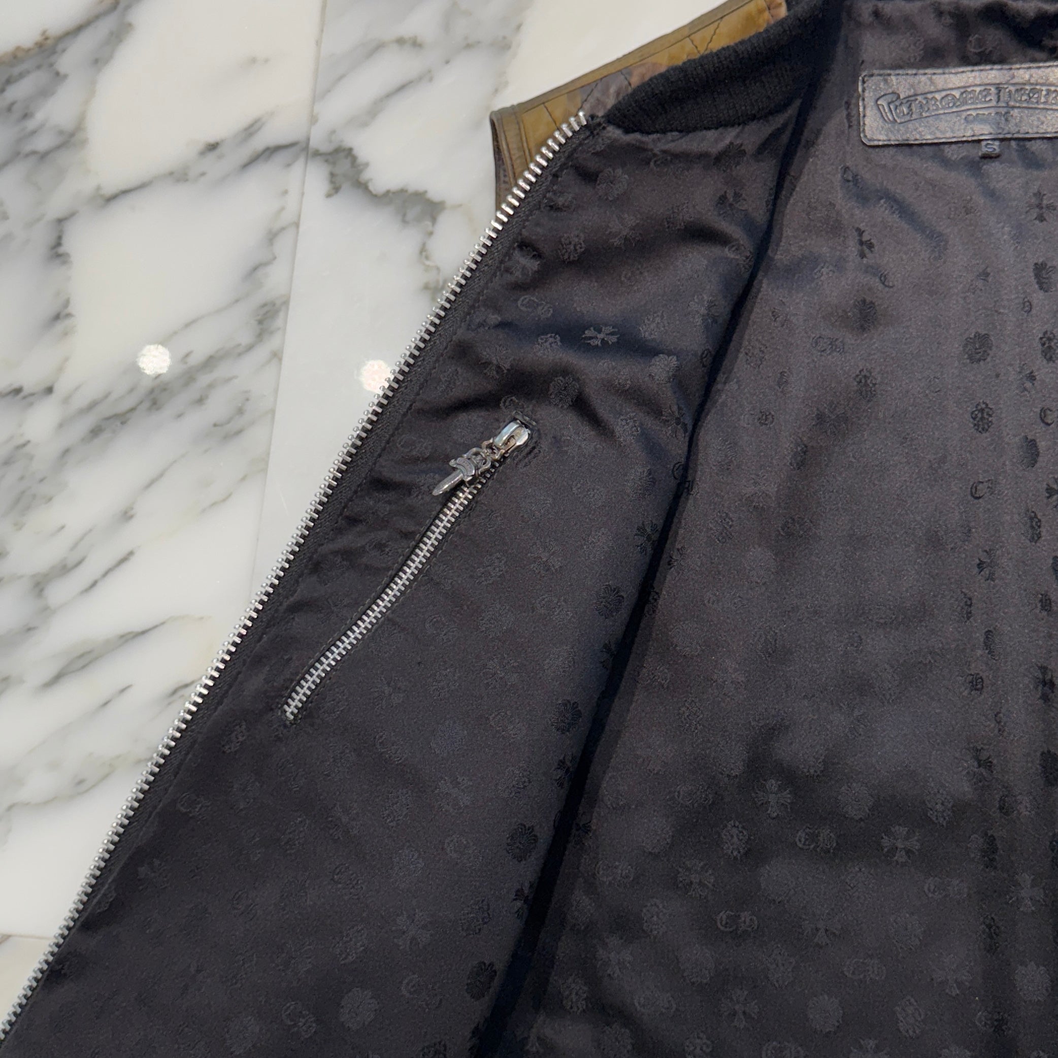 CHROME HEARTS Camouflage Leather Cross Patch DUCK VEST Size S クロムハーツ カモフラージュ レザークロスパッチ ダックベスト サイズS