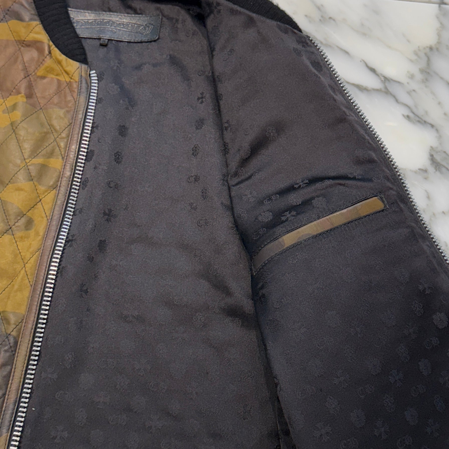 CHROME HEARTS Camouflage Leather Cross Patch DUCK VEST Size S クロムハーツ カモフラージュ レザークロスパッチ ダックベスト サイズS