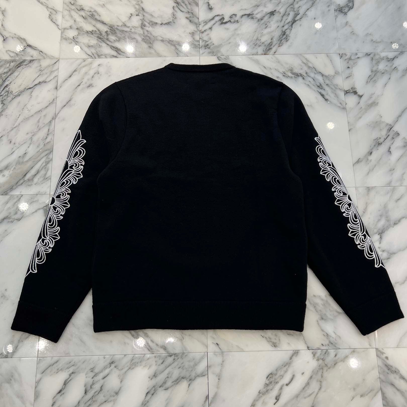 CHROME HEARTS Y NOT Floral Cross Embroidery Crew Neck Cashmere Knit Sweater Size L クロムハーツ ワイノット フローラルクロス刺繍 クルーネック カシミヤニットセーター サイズL