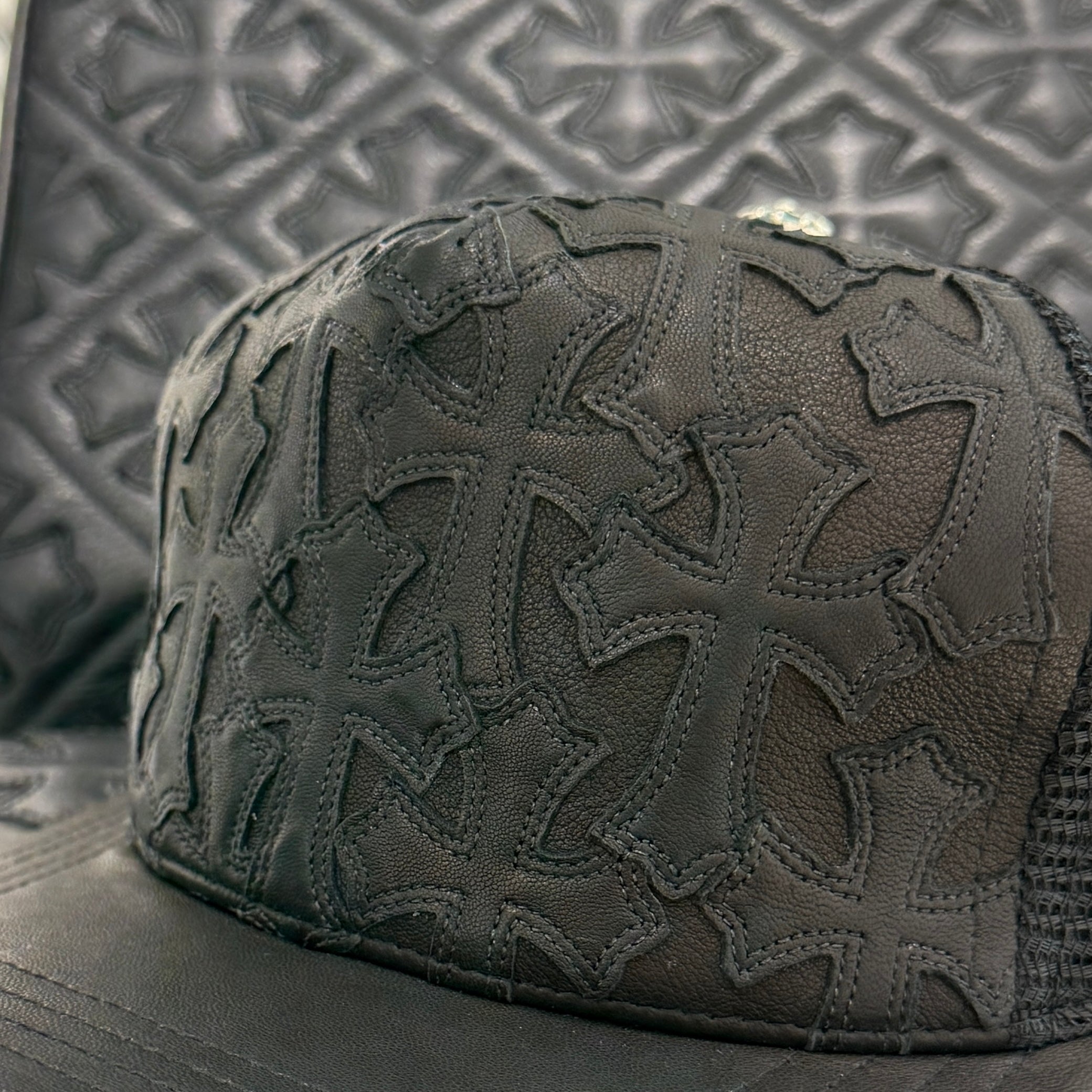 CHROME HEARTS Cemetary Cross Leather Patch Trucker Cap Size ONE SIZE(53-60) クロムハーツ セメタリークロス レザーパッチ トラッカーキャップ サイズONE SIZE(53-60)
