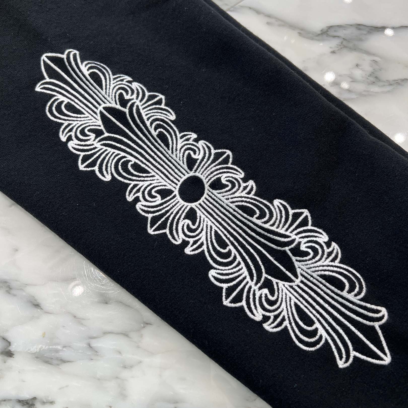 CHROME HEARTS Y NOT Floral Cross Embroidery Cashmere Knit Long