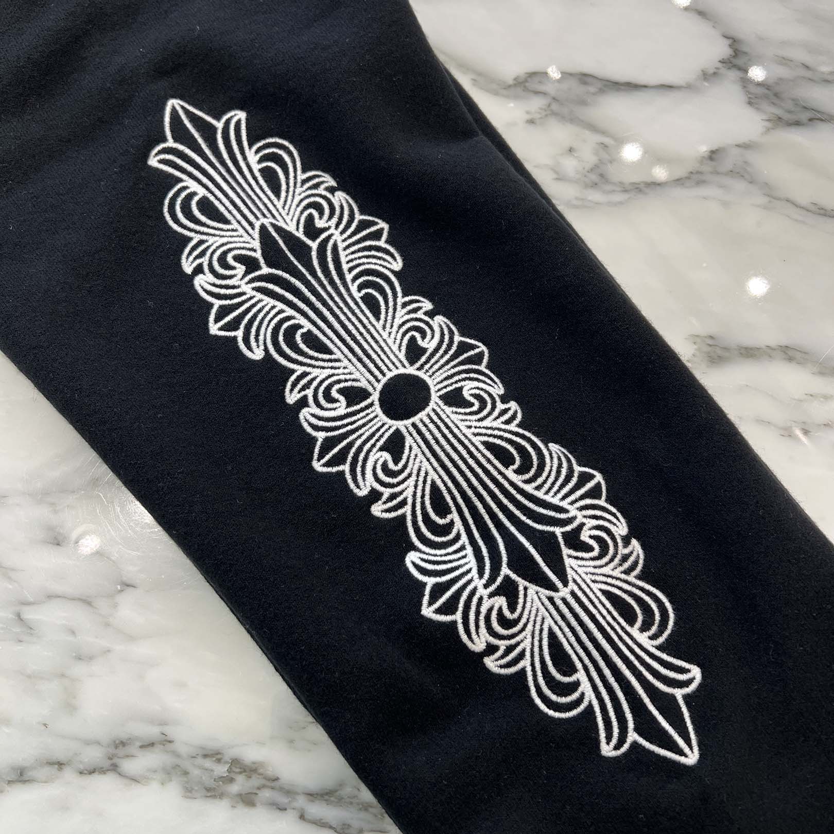 クロムハーツ  Y NOT フローラル刺繍カシミヤニットロングパンツ メンズ M CHROME HEARTS Y NOT Floral Cross Embroidery Cashmere Knit Long