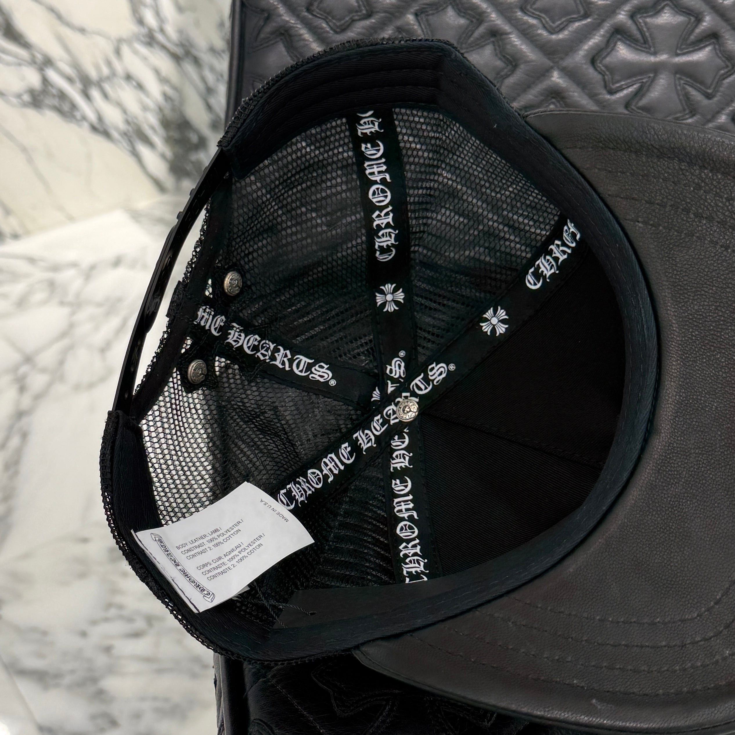 CHROME HEARTS Cemetary Cross Leather Patch Trucker Cap Size ONE SIZE(53-60) クロムハーツ セメタリークロス レザーパッチ トラッカーキャップ サイズONE SIZE(53-60)