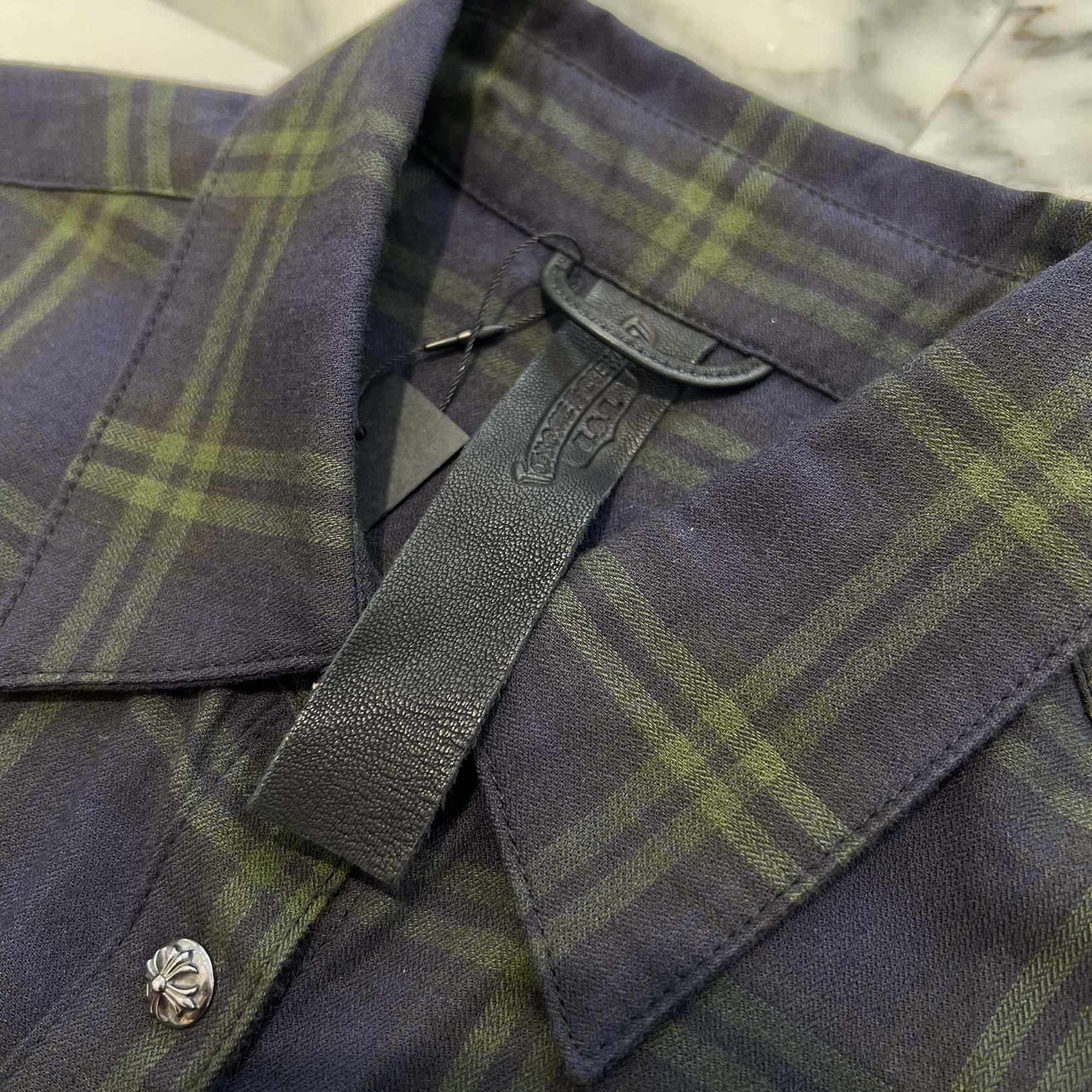 CHROME HEARTS Loose Ends Cross Patch Flannel Check Shirt Size M クロムハーツ ルーズエンド クロスパッチ フランネルチェックシャツ サイズM